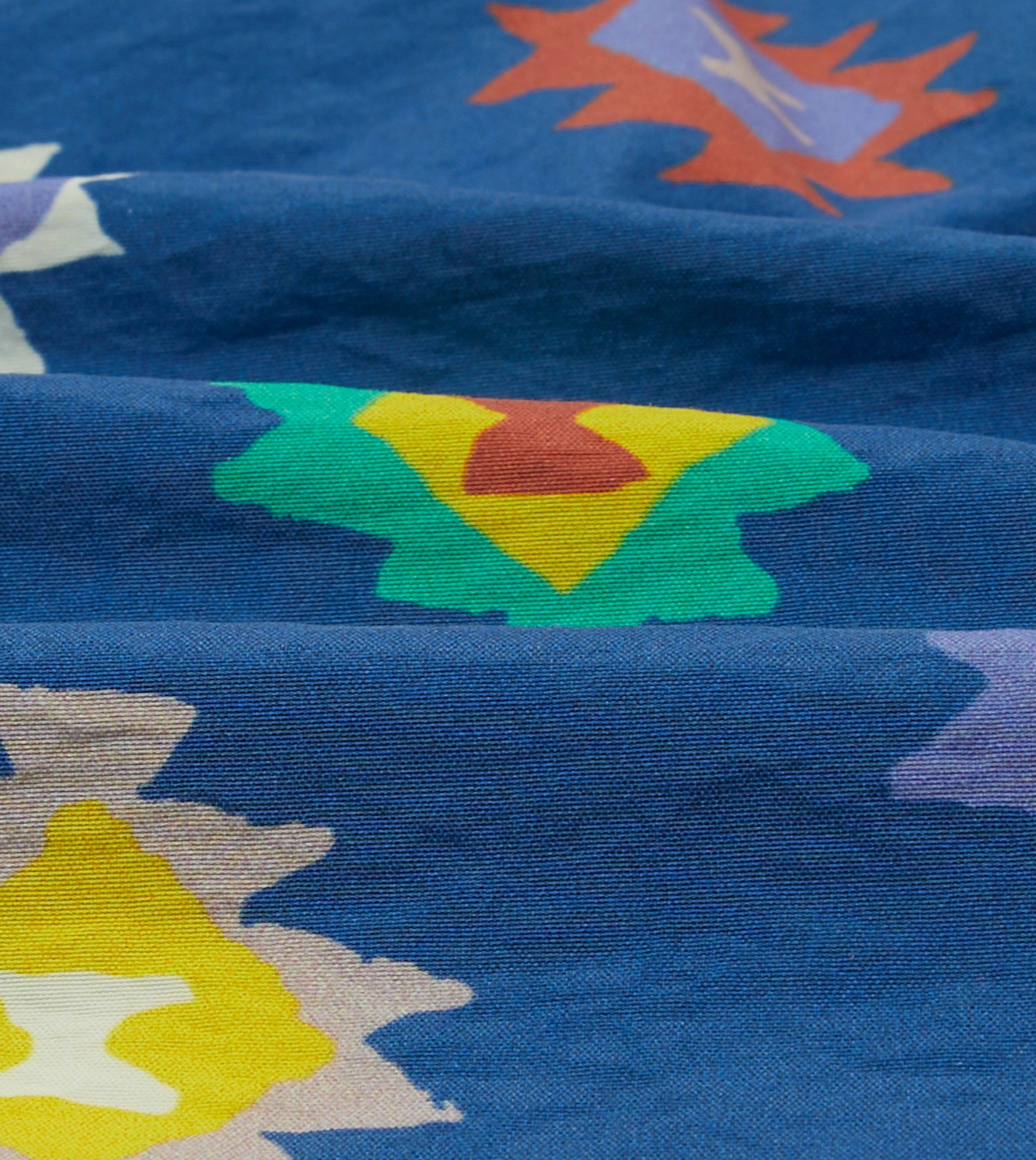 Blue Kilim Print Nylon Drawstring Swim Shorts ReflectiveAccents HypoallergenicLining