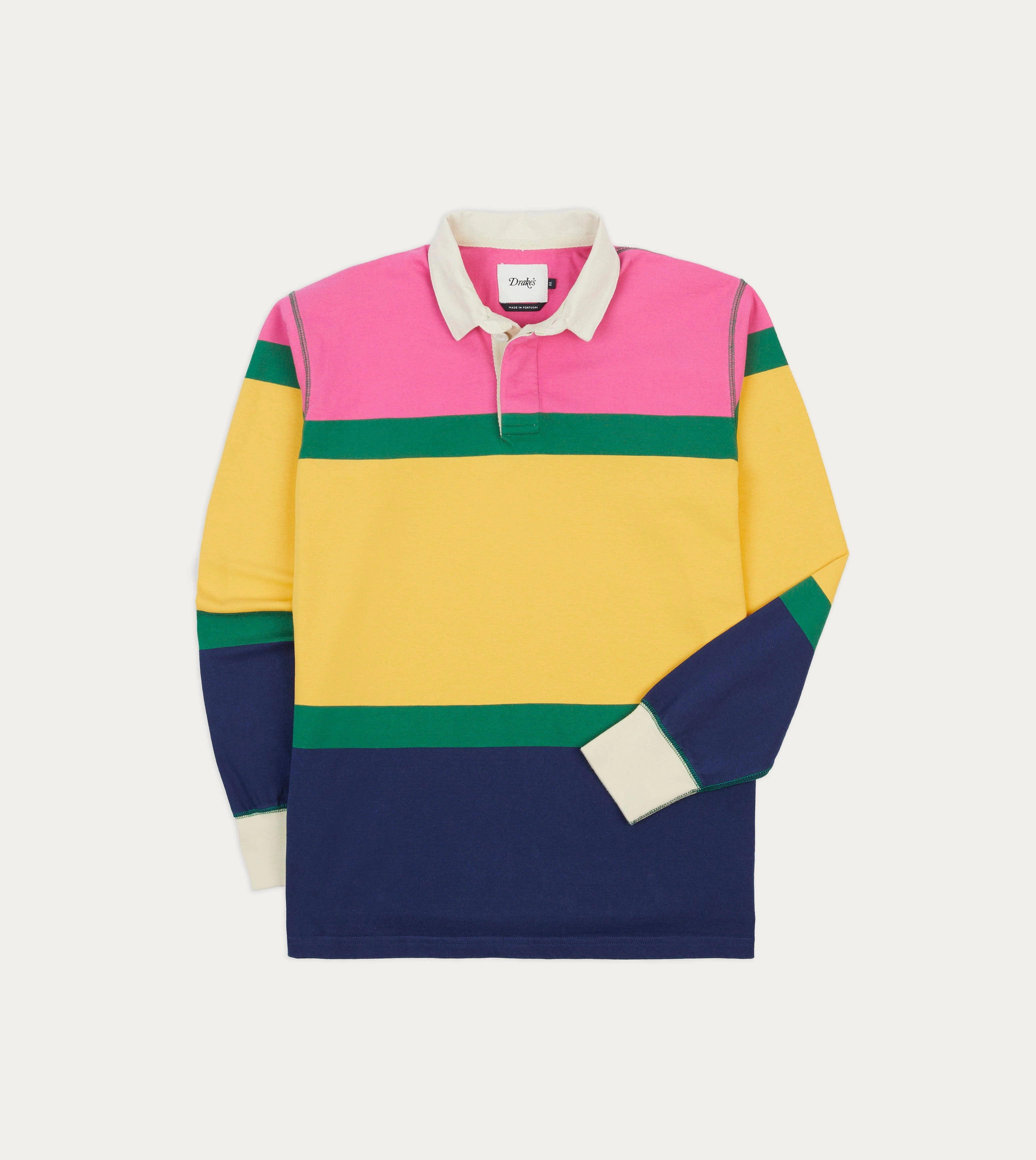 Pink, Green, Yellow and Navy Multi Stripe Cotton Rugby Shirt Corporate Event