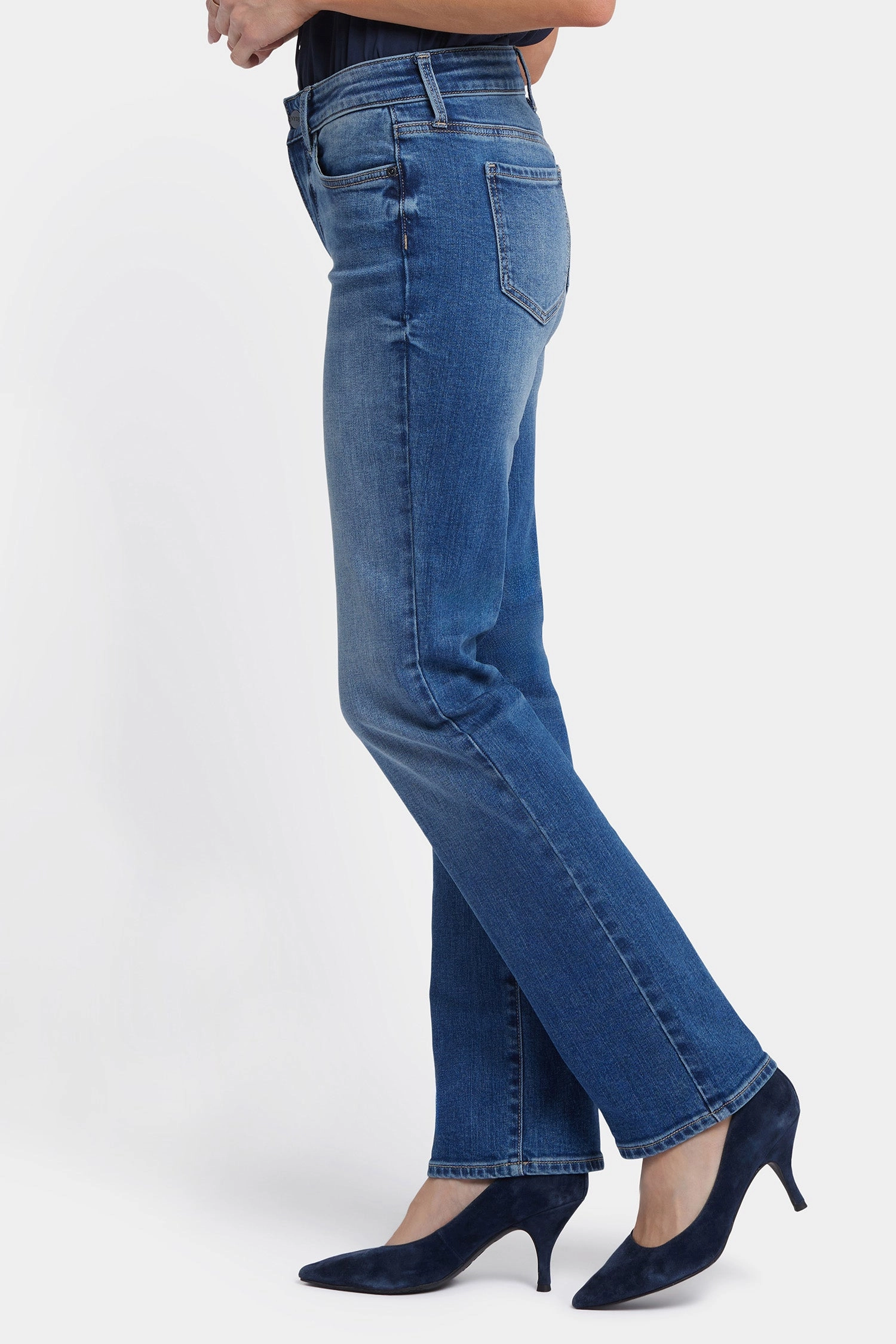 Flattering Fit Marilyn Straight Jeans In Long Inseam - Picasso Lake