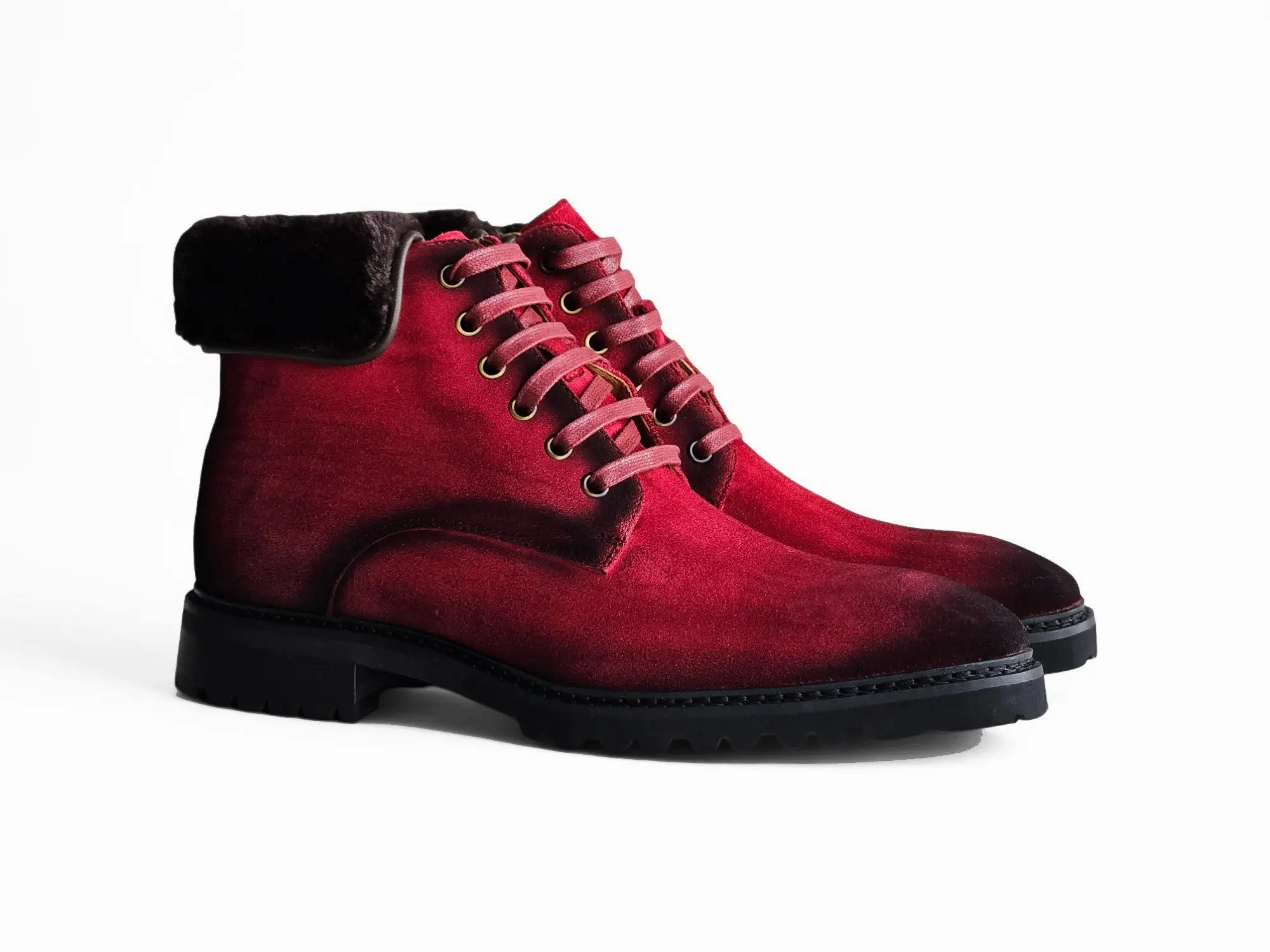Travel Extreme Grip Suede Faux Shearling Combat Boot