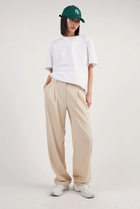SUITING STRAIGHT LEG TROUSER Barrel Waist OrganicCotton