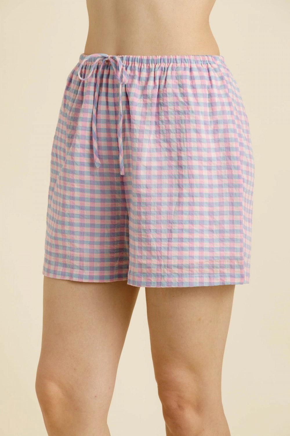 Gingham Top and Shorts Set No Slip Waistband Mood Wear