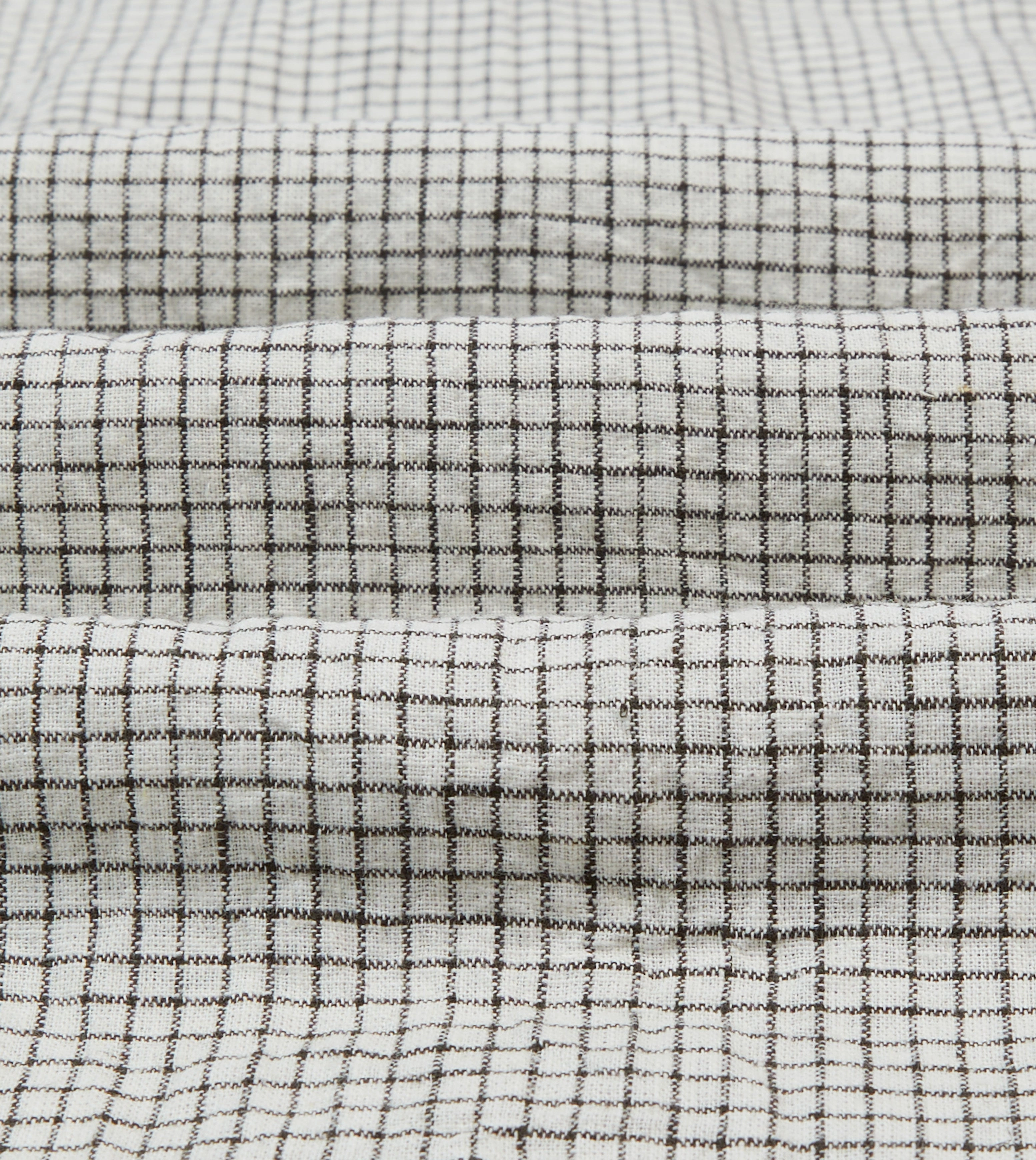 Ecru Check Linen-Cotton Mandarin Collar Shirt Cozy Wear youth trend