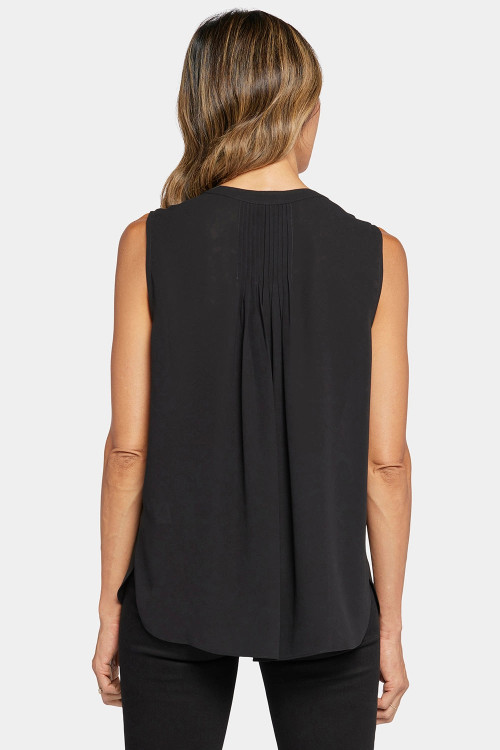 birthday celebration Sleeveless Pintuck Blouse - Black