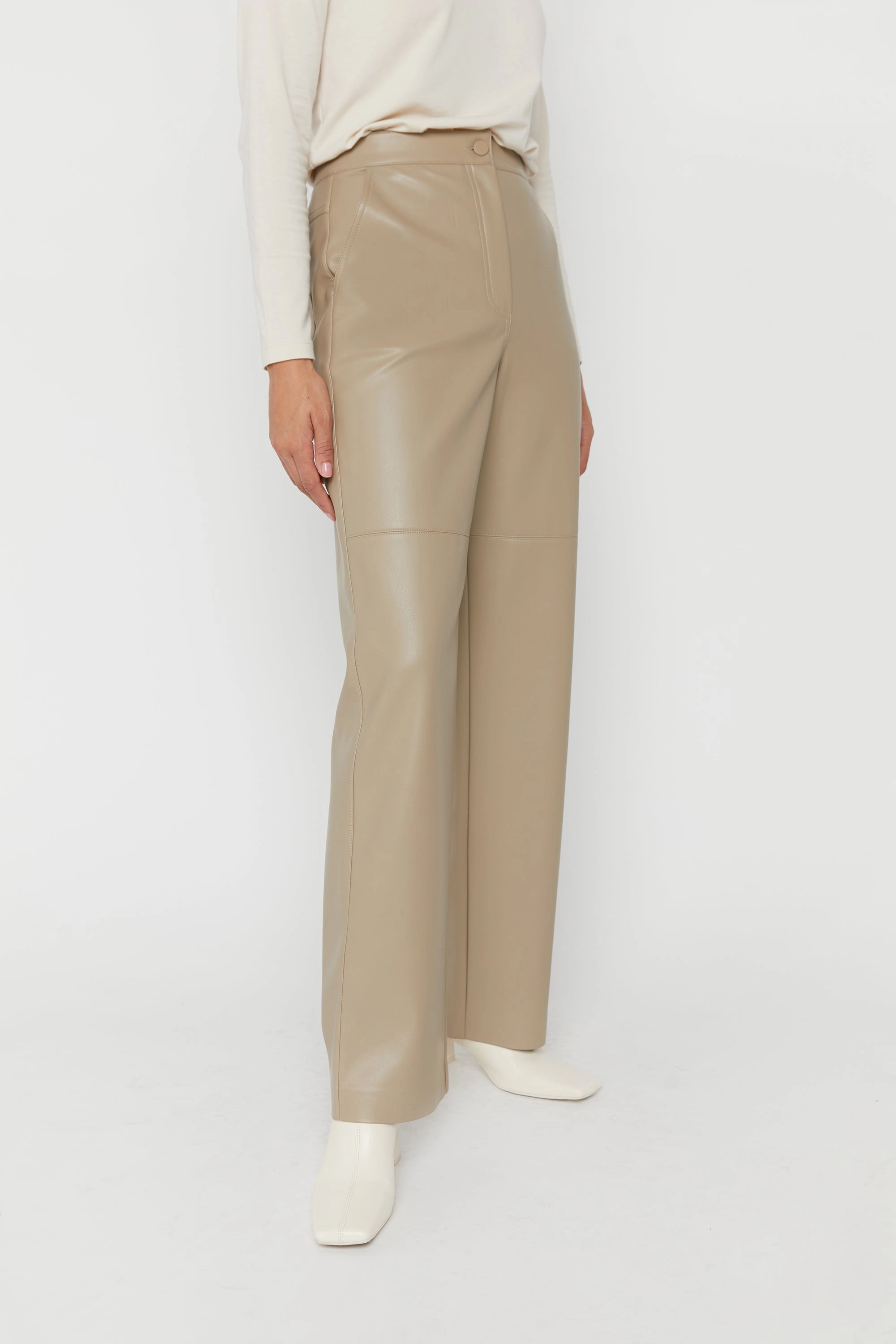 STRAIGHT LEG VEGAN LEATHER PANT Timeless Layers Casual Comfort
