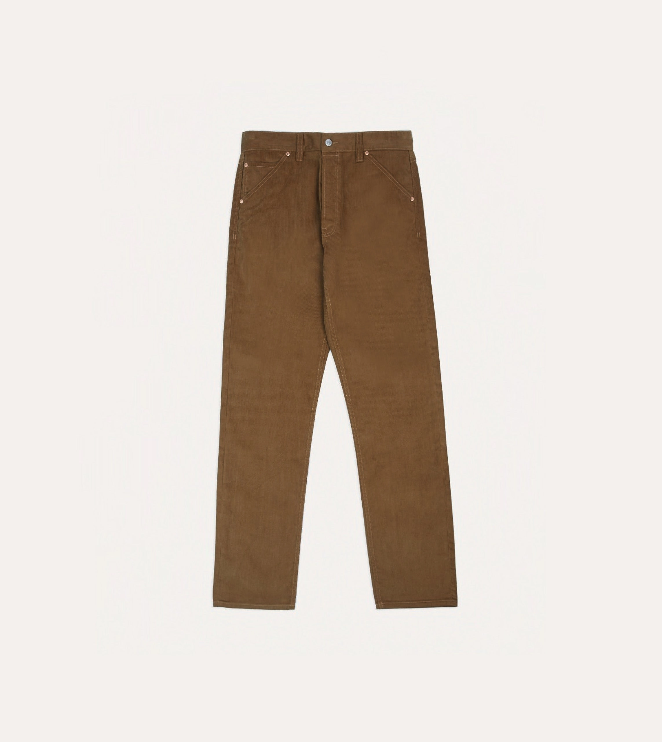 Tan Japanese Selvedge Needlecord Five-Pocket Trousers Quick Motion