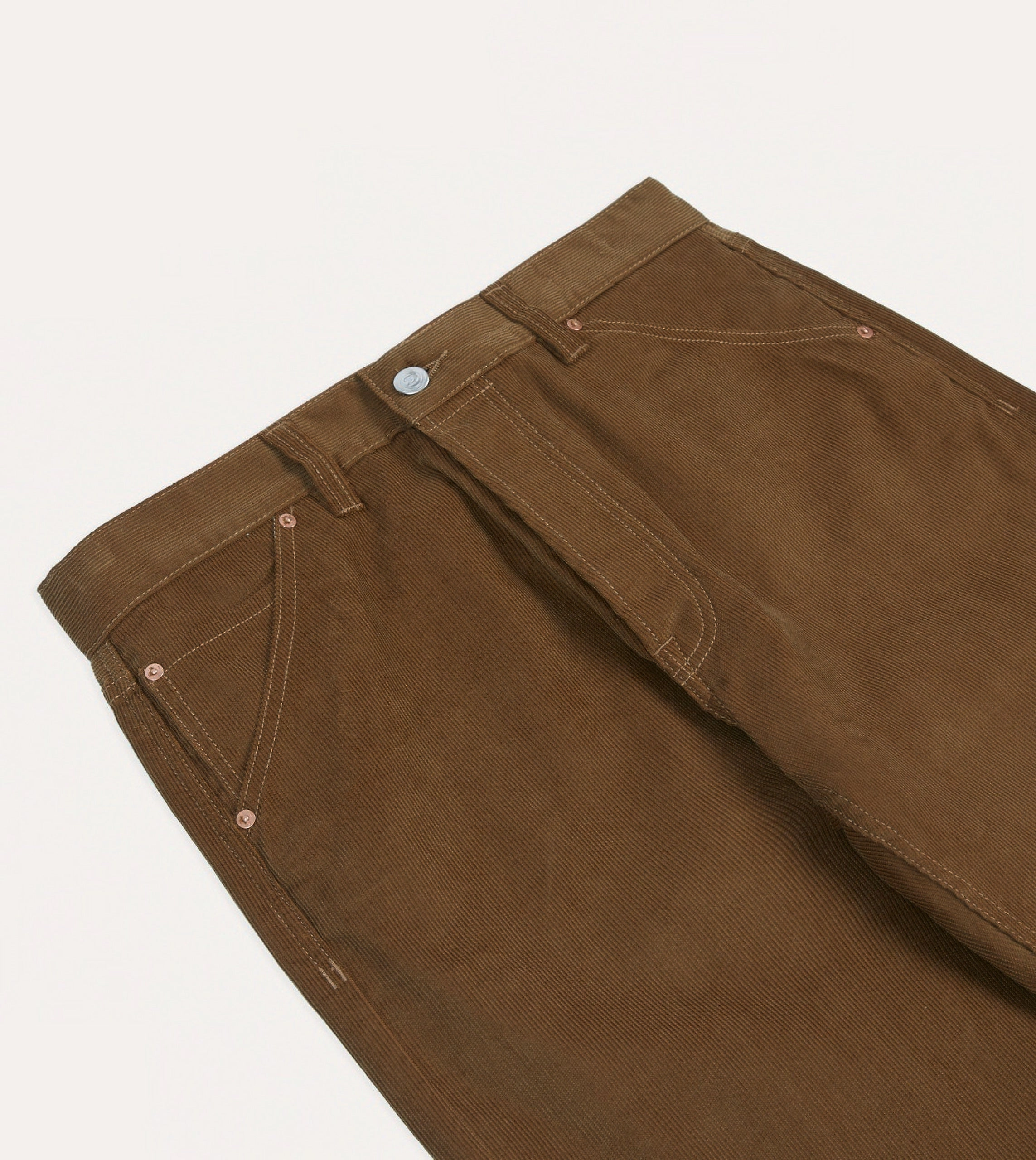 HypoallergenicMaterial Low Profile Fasteners Tan Japanese Selvedge Needlecord Five-Pocket Trousers