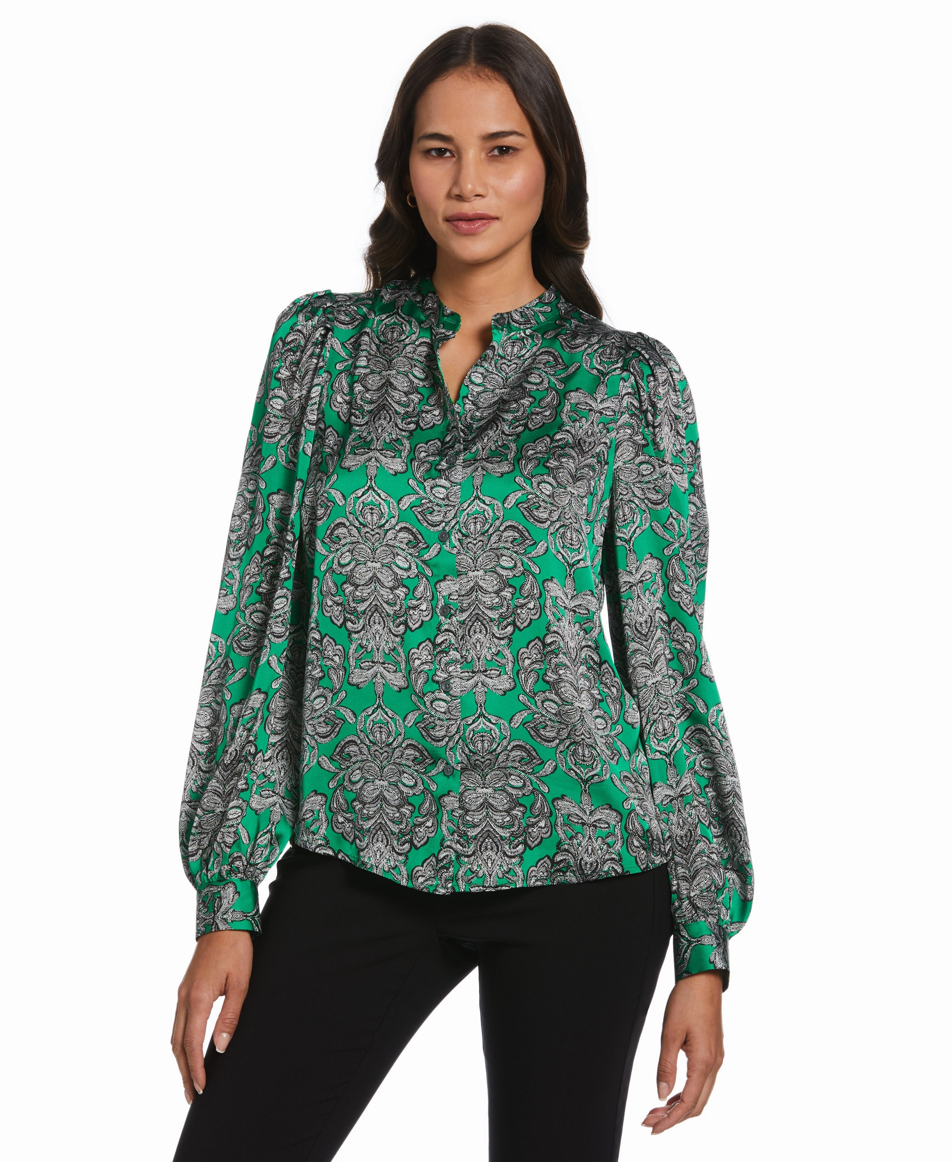 Elegant Comfort Knitted Comfort Tapestry Print Blouse