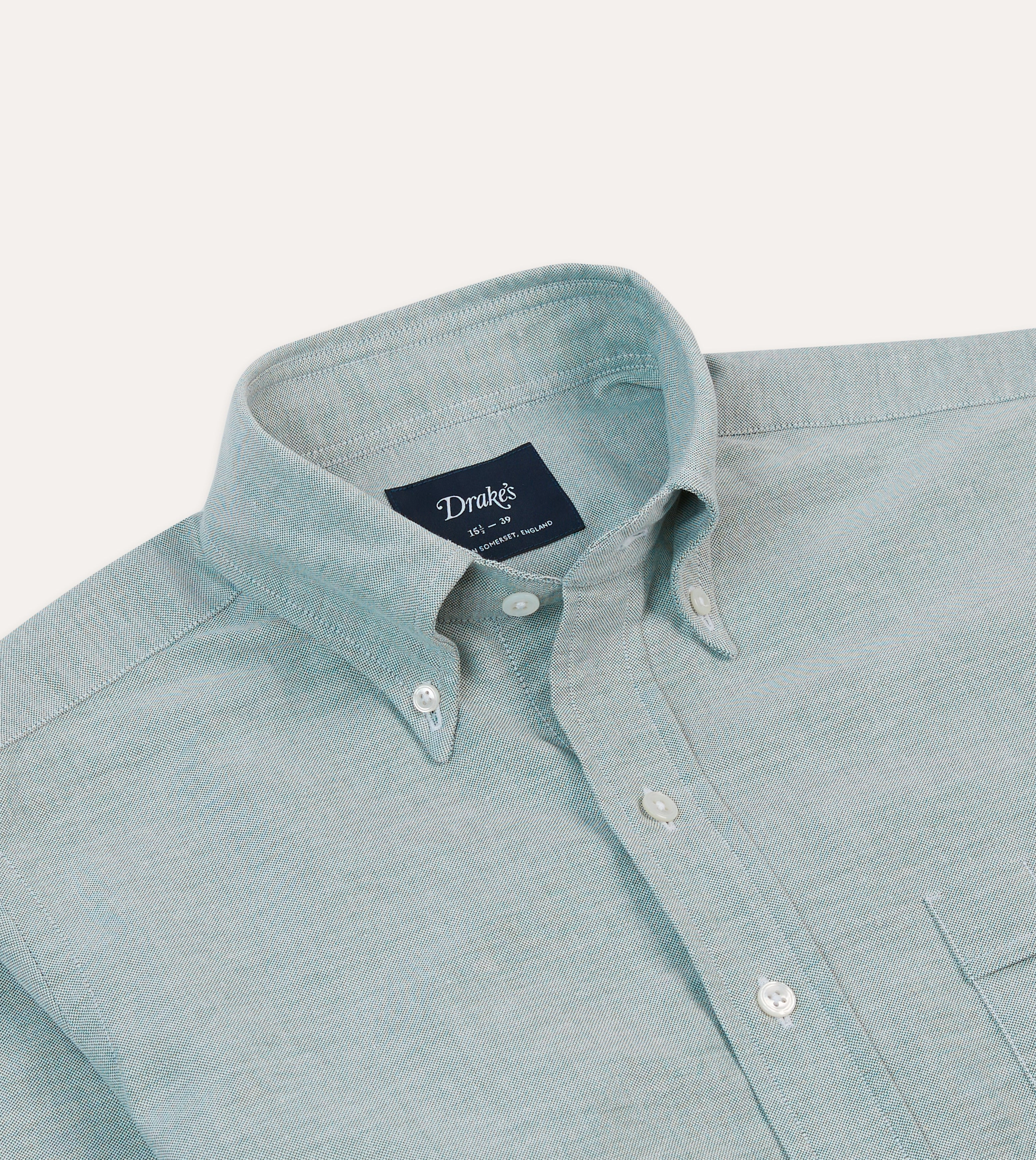 Non Iron Material Refined Aesthetic Green Cotton Oxford Cloth Button-Down Shirt