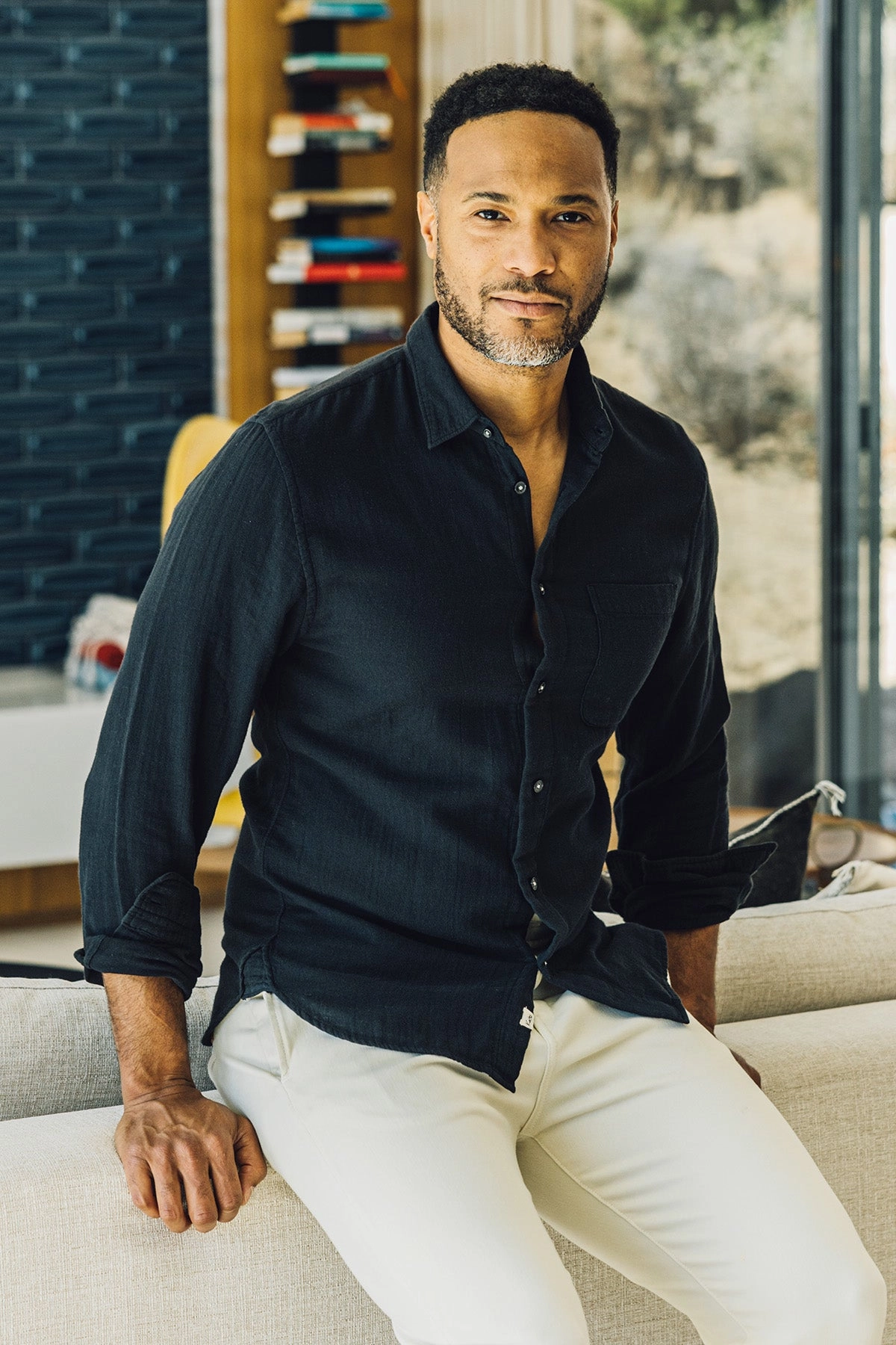 The Ripper Double Gauze Organic Cotton Shirt - Black Multi Functional Pockets Double Needle Hemming