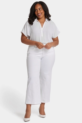 Teresa Wide Leg Ankle Jeans in Plus Size - Optic White Versatile Wear Urban appeal