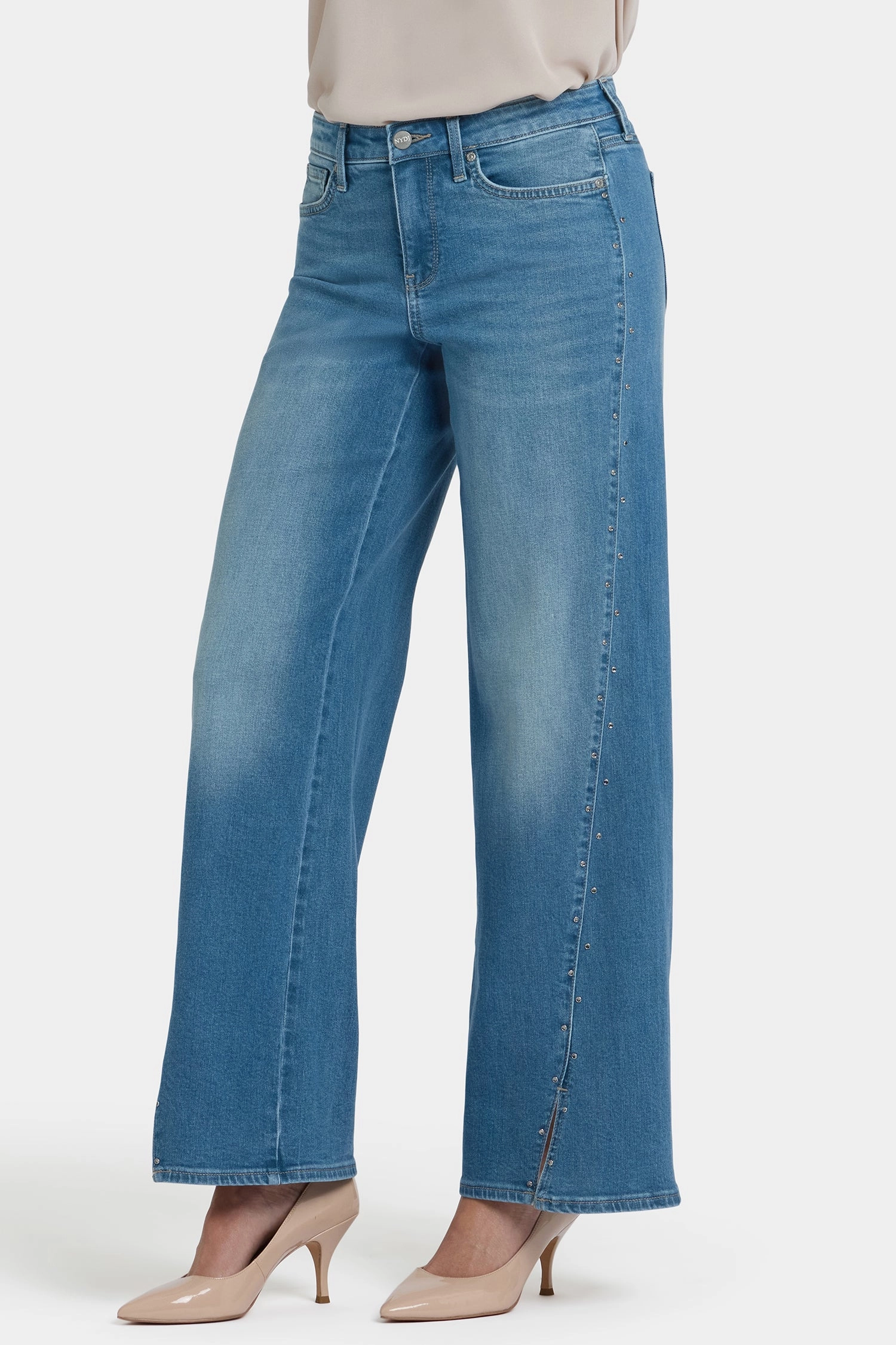 Classic Fit Design Teen Outfit Eco Friendly Travel Outfit Teresa Wide Leg Jeans In Petite - Avenue Blue