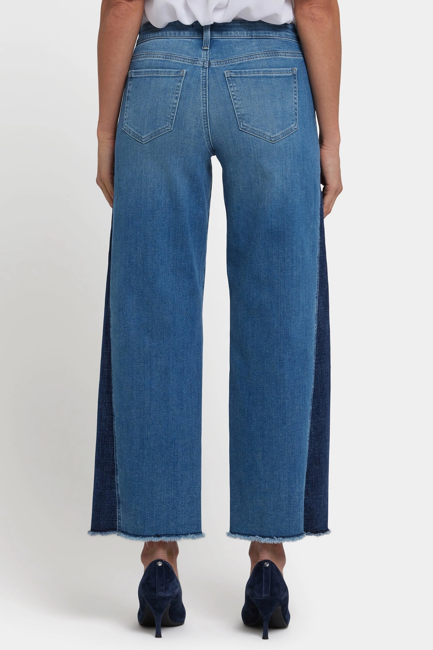 Work Ready Earthy Minimal Shrinkage Fabric Teresa Wide Leg Jeans In Petite - Avenue Blue