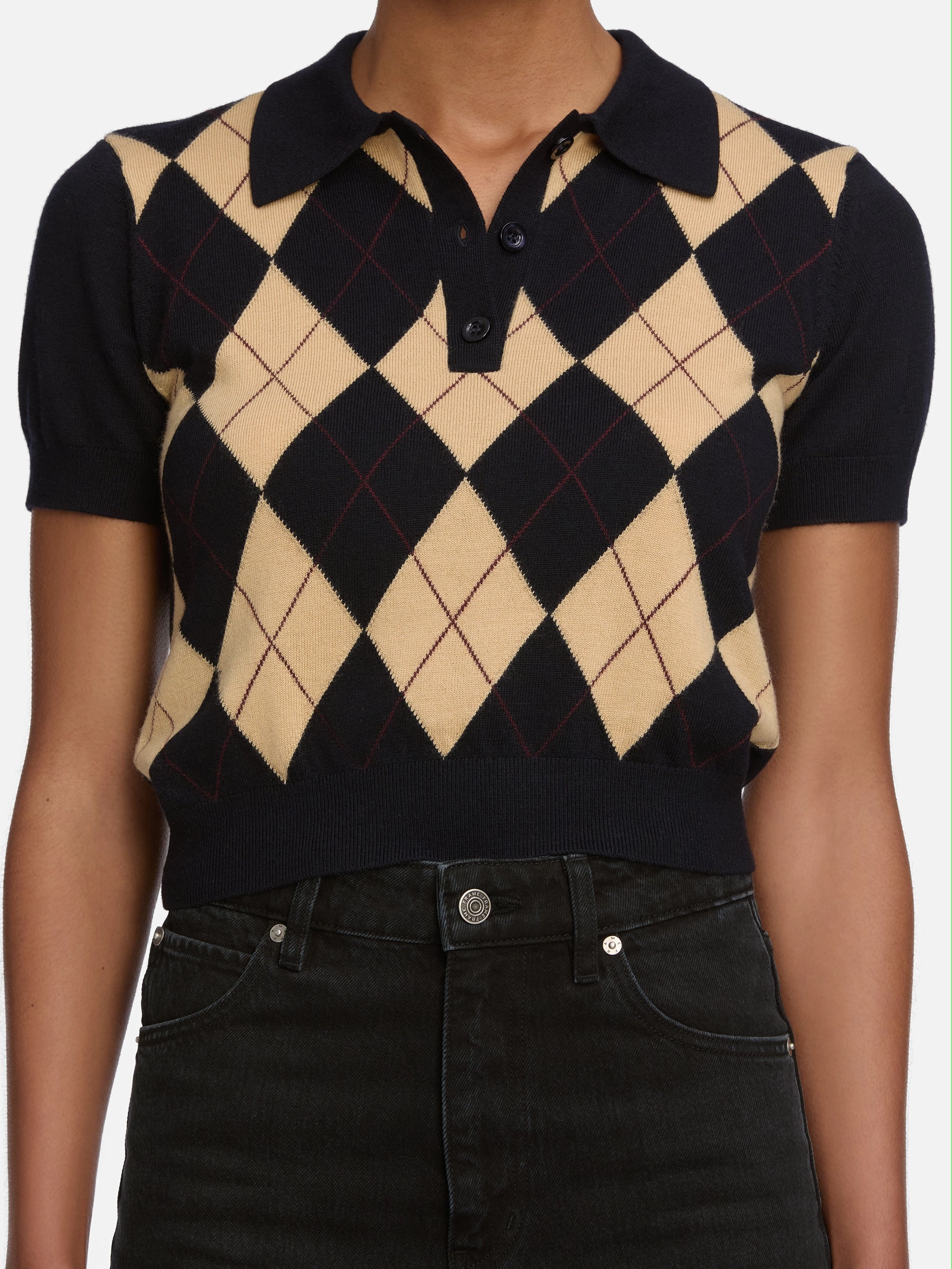 Winter Fashion The Argyle Short Sleeve Polo -- Navy Multi