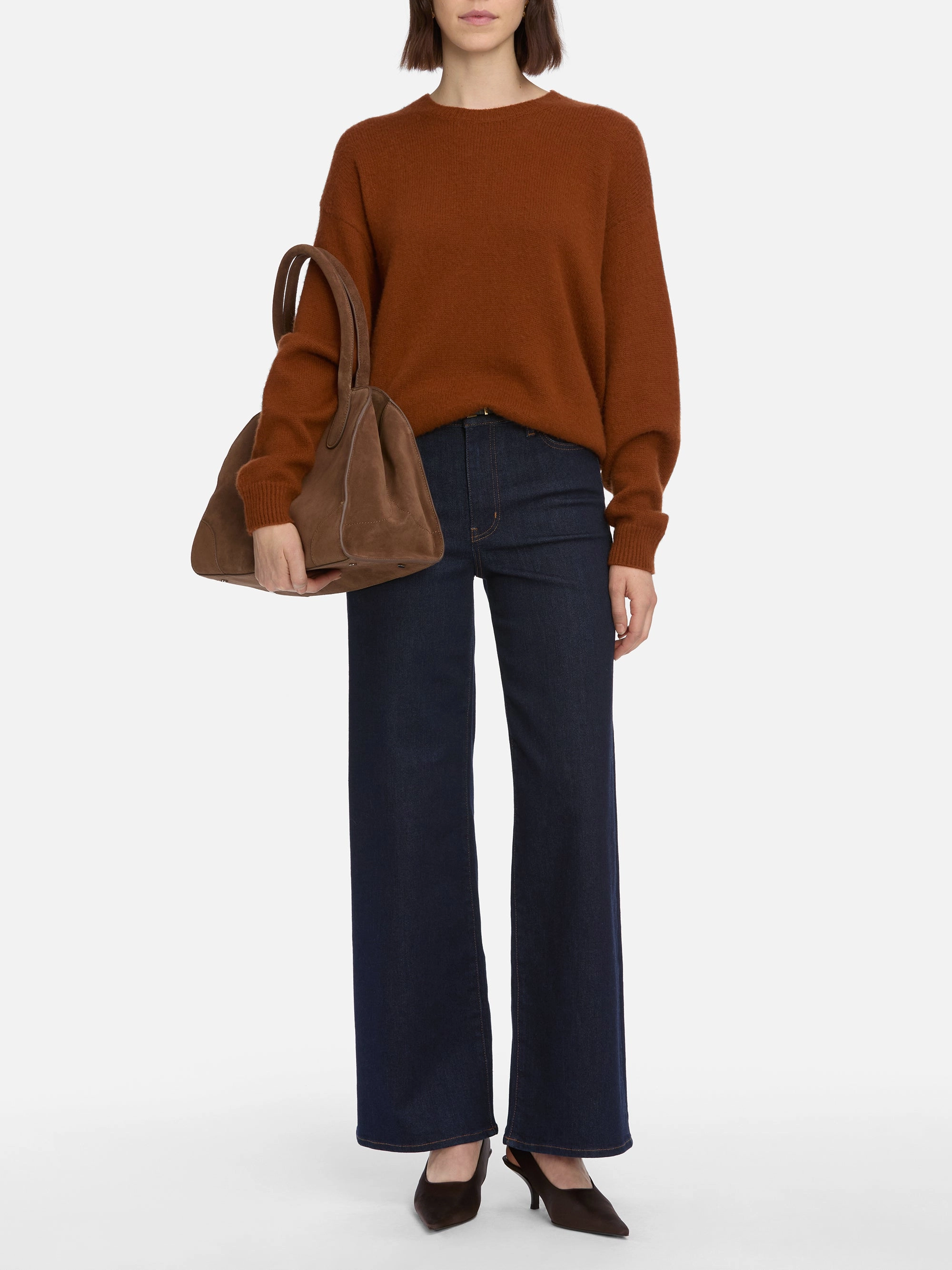 Relaxed fit wear The Cashmere Brushed Sweater -- Rust