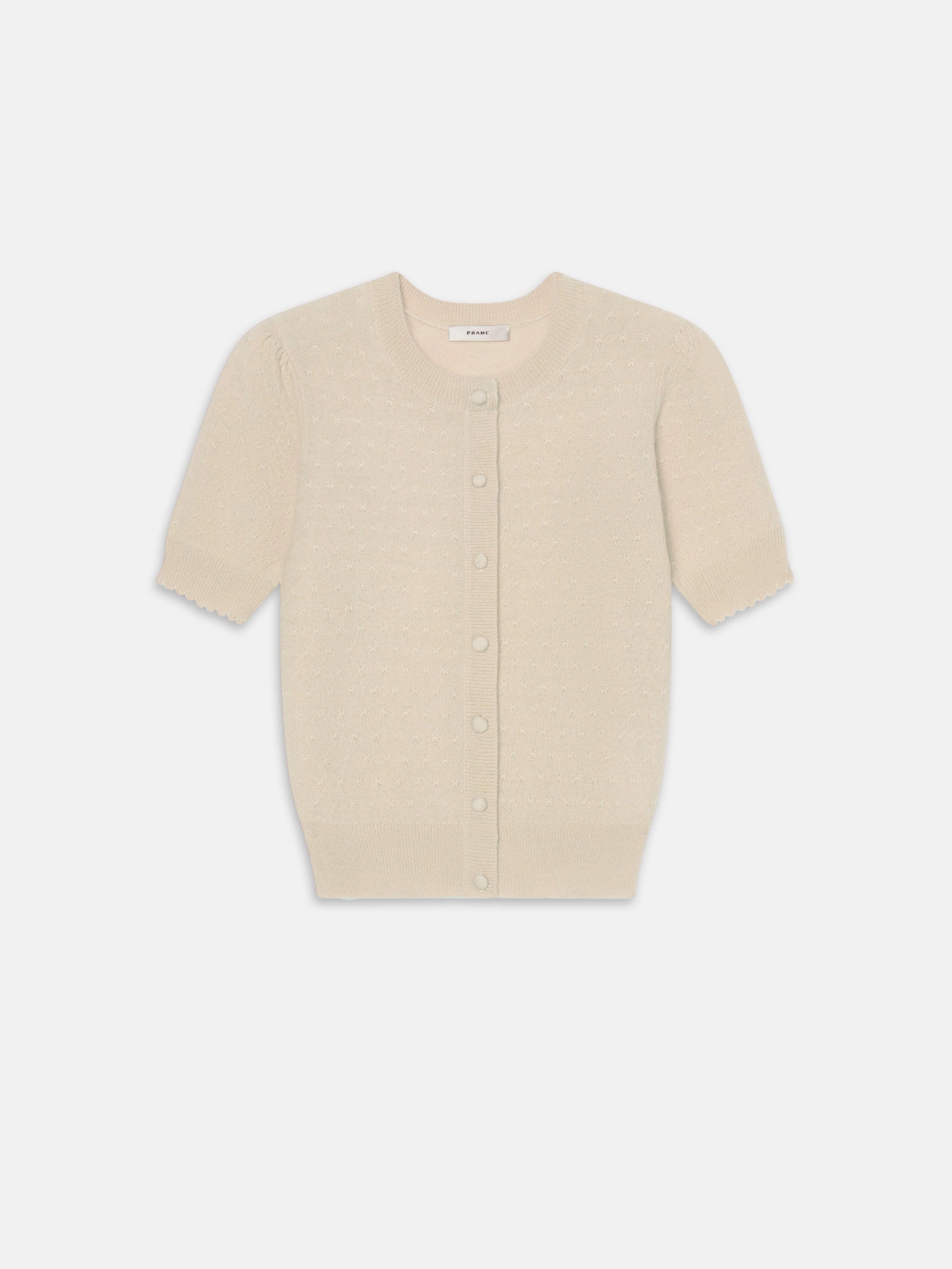 The Cashmere Pointelle Cardi -- Cream Cold Weather Outfit