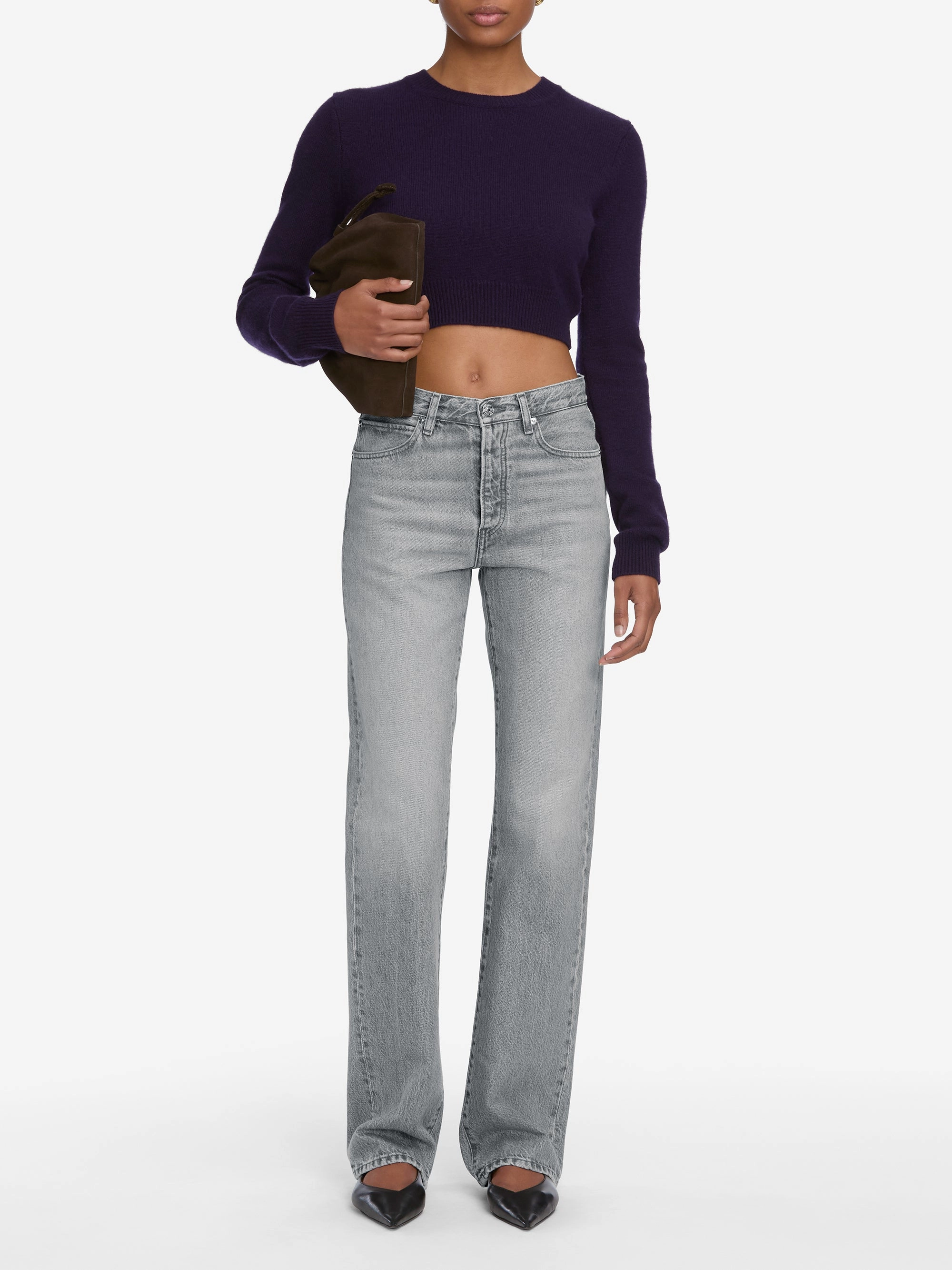 The Cashmere School Crew Sweater -- Royal Purple V neck