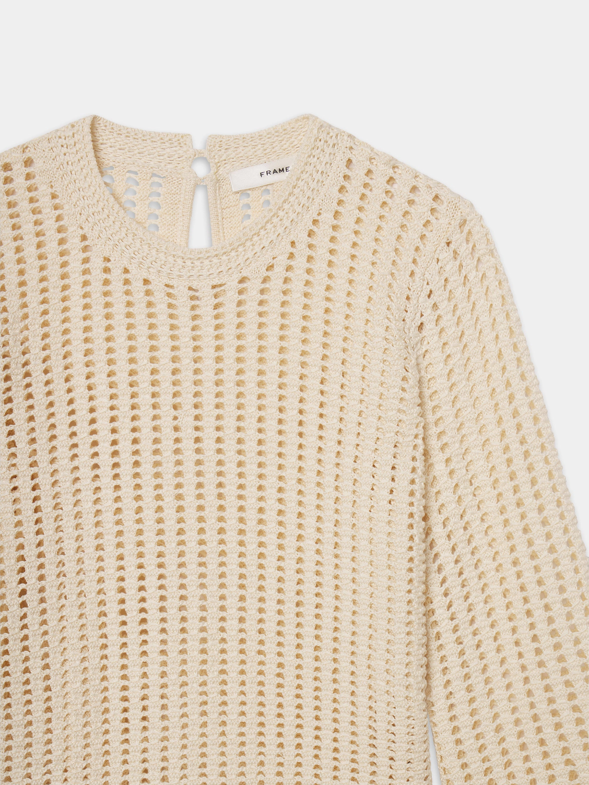 Warm and Snuggly Flexible Waistband The Crochet Bell Sweater -- Alabaster