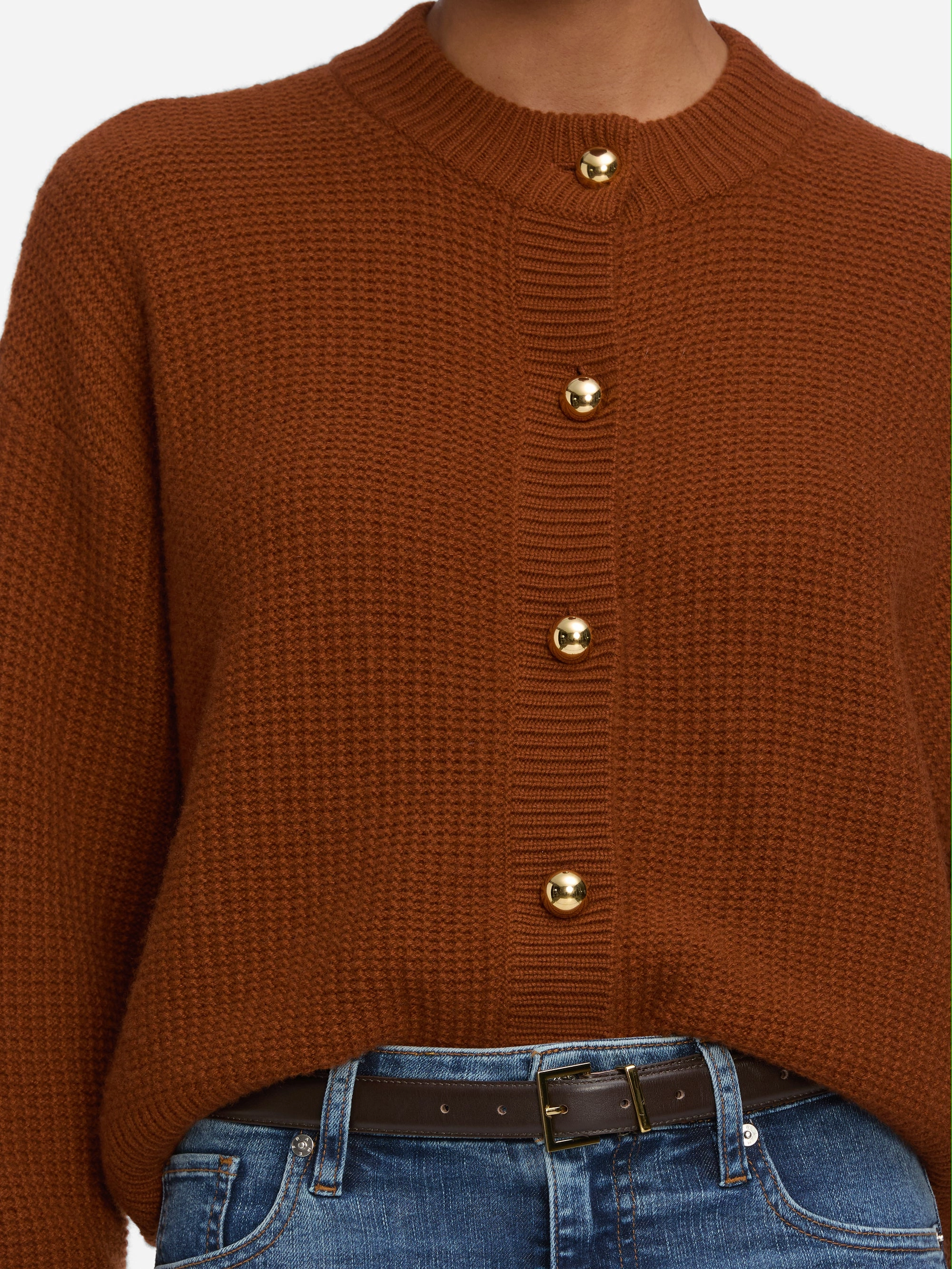 The Femme Cardi -- Rust Comfy Knitwear Look