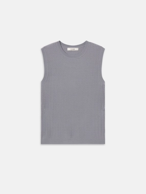 Classic Fit The Fine Cable Tank -- Grey Blue