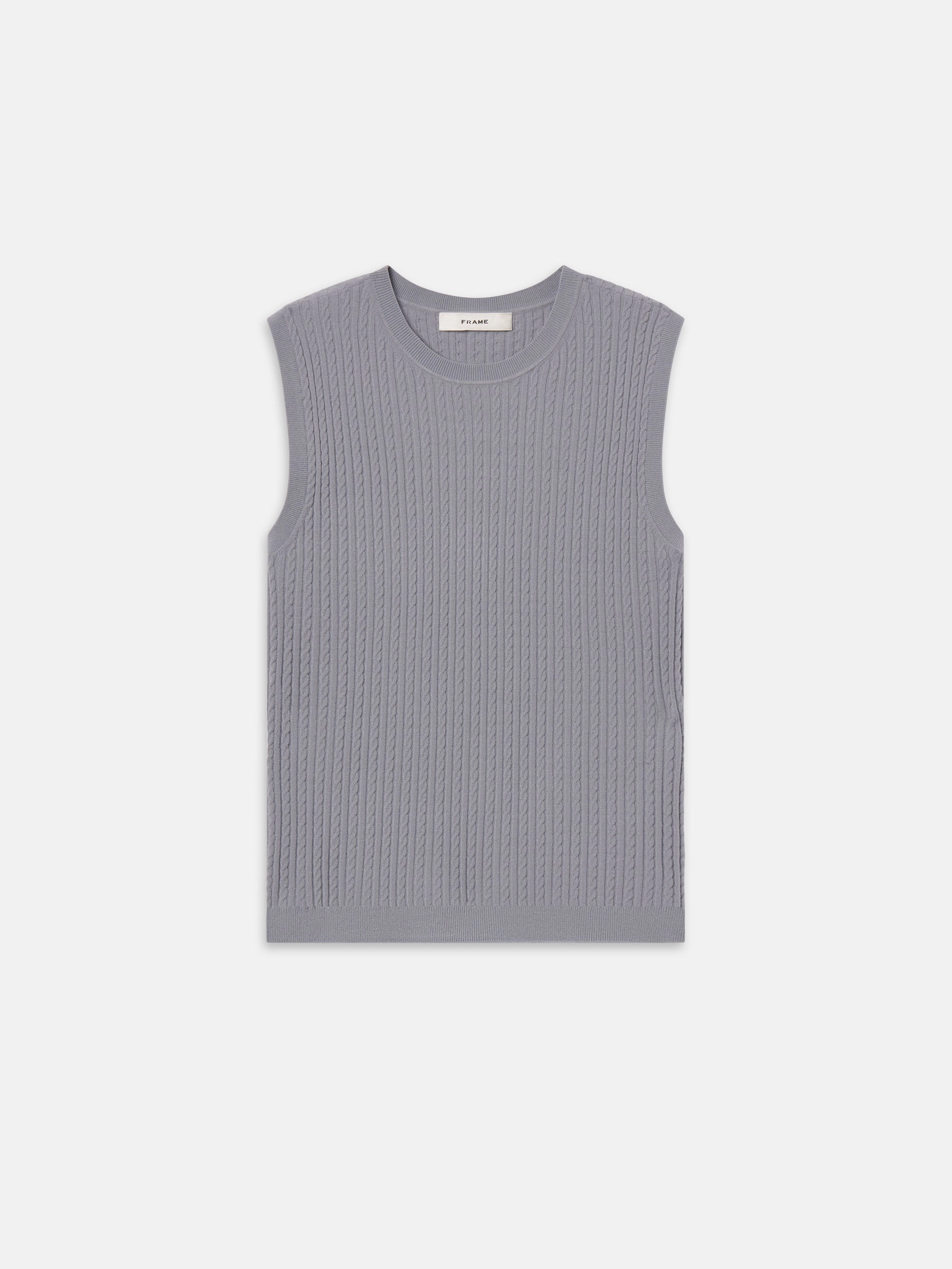 Classic Fit The Fine Cable Tank -- Grey Blue