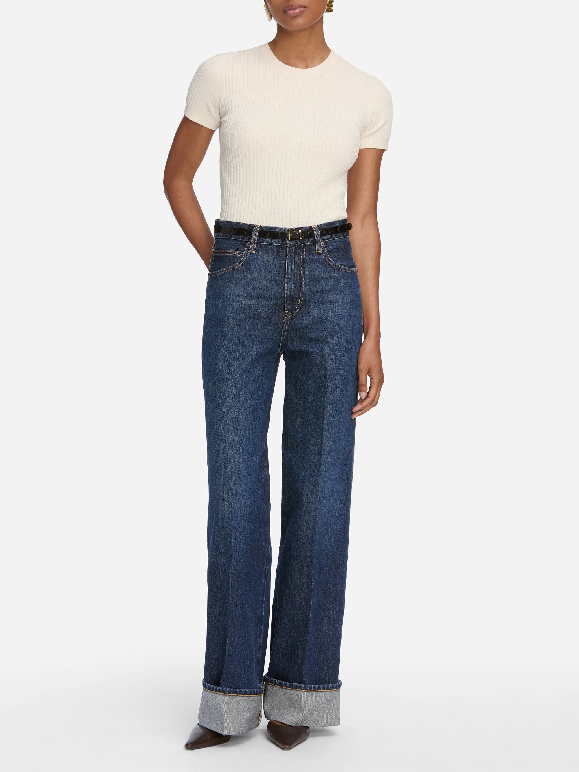 The Fine Cable Tee -- Cream Snuggle Style