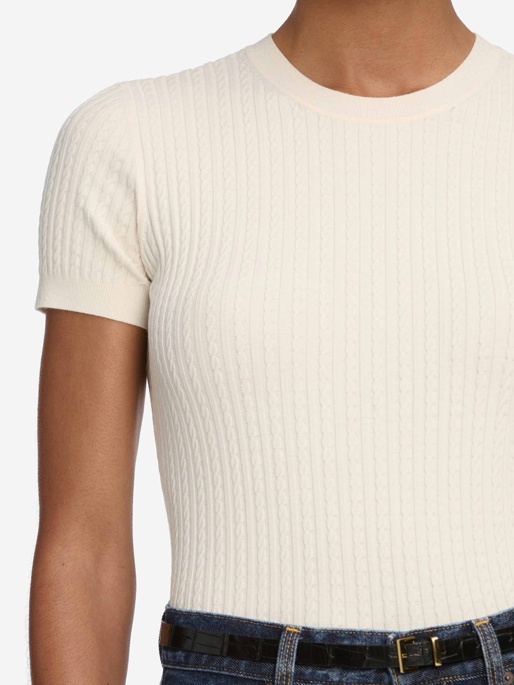 Minimalist Look The Fine Cable Tee -- Cream