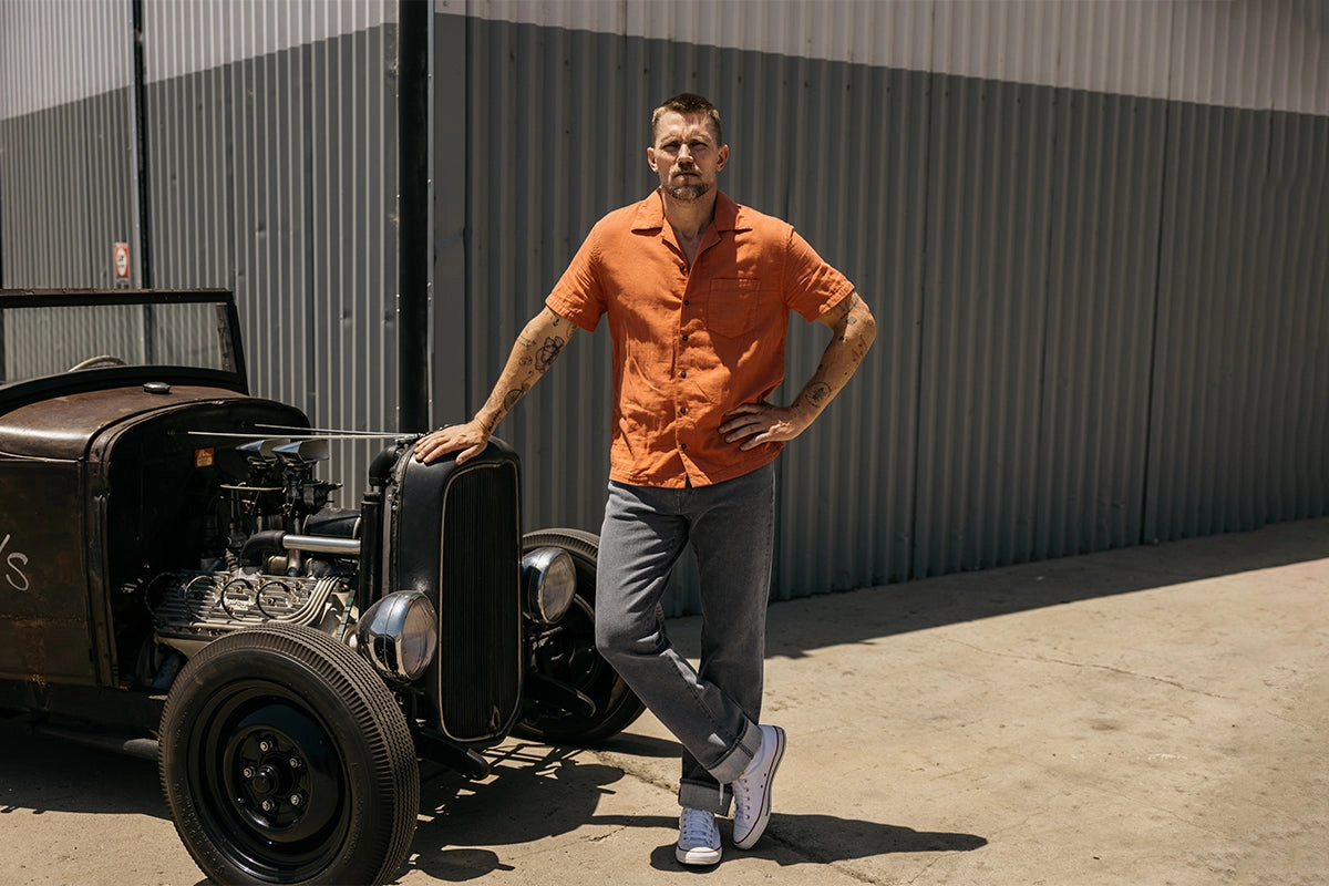 The Hammer Straight - Granite 10.5oz Selvedge Flat Lock Stitching