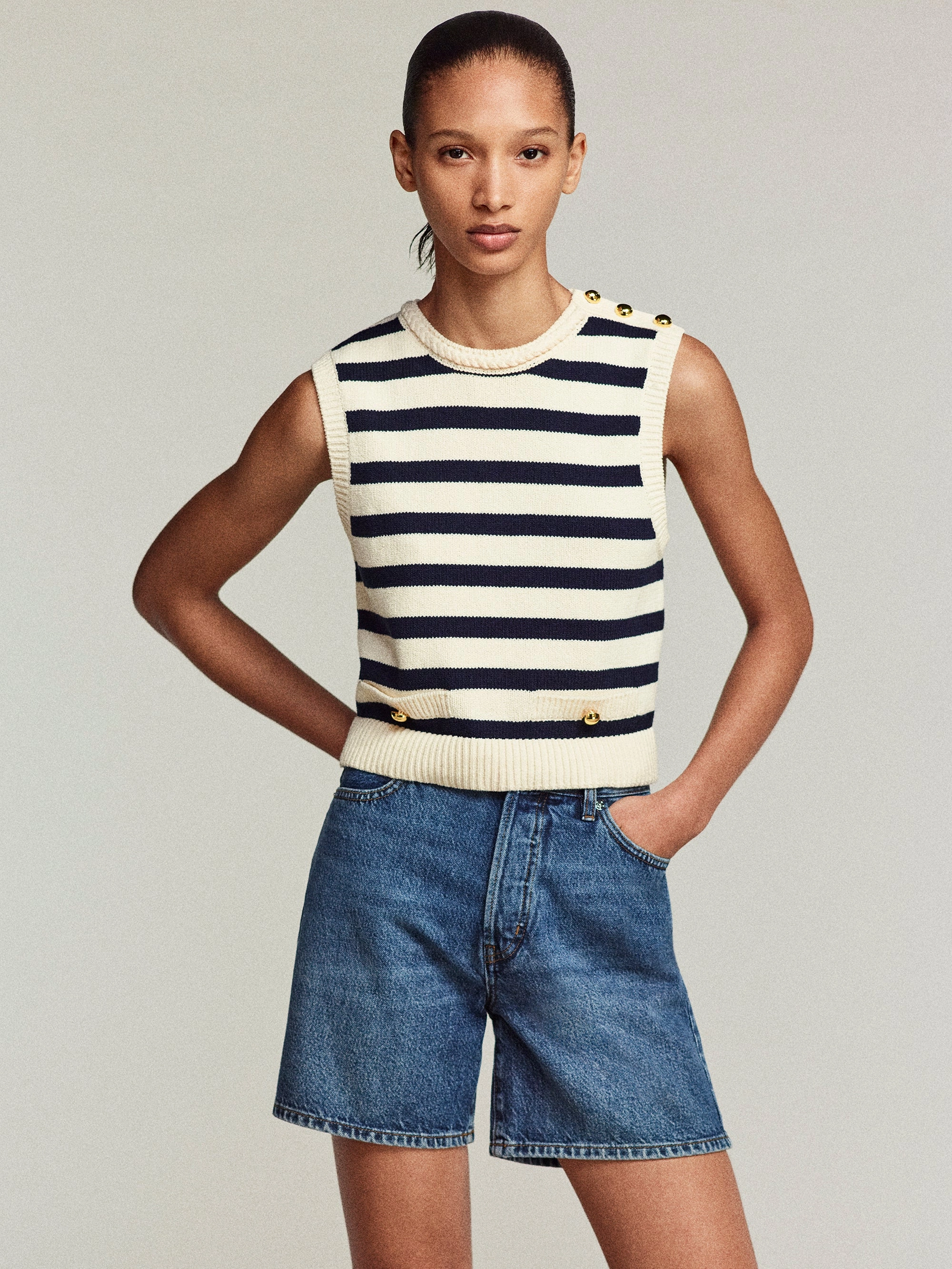 Light Flex Snuggly Knitwear The Harbor Vest -- Navy Multi