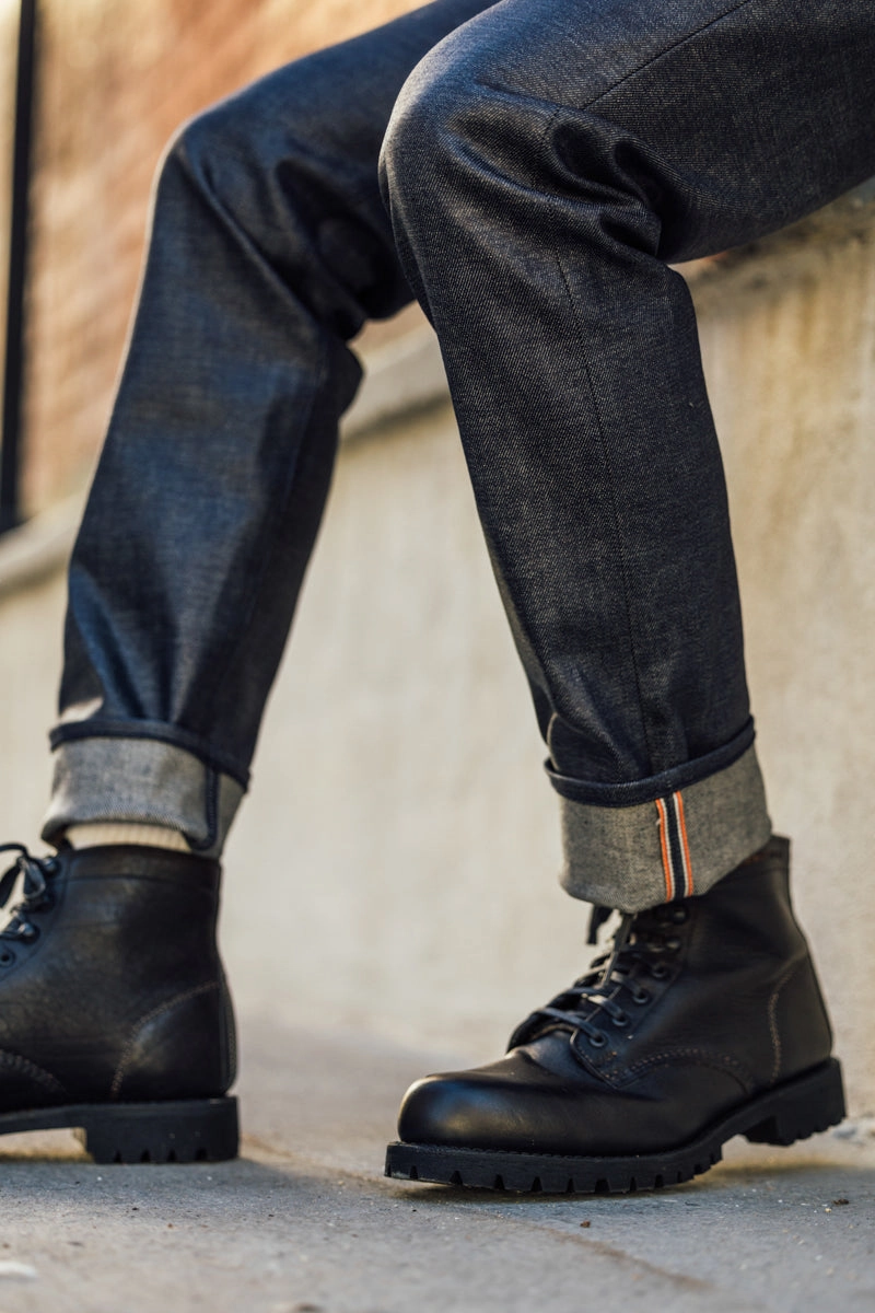 Weekend Style Casual Parent Style The Pen Slim - Coated Indigo Raw 14oz Selvedge