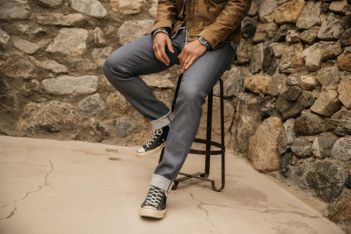 The Pen Slim - Gray Raw 10.5oz Selvedge Bold Casual Friday