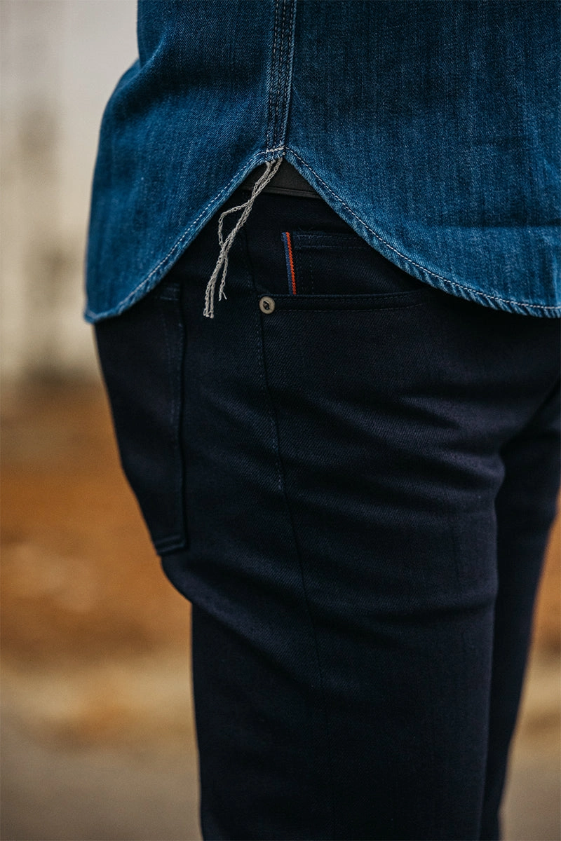 The Pen Slim - Indigo Black Raw 10.5oz Selvedge Trendy High Quality Travel Outfit Street Fashion Creative Look