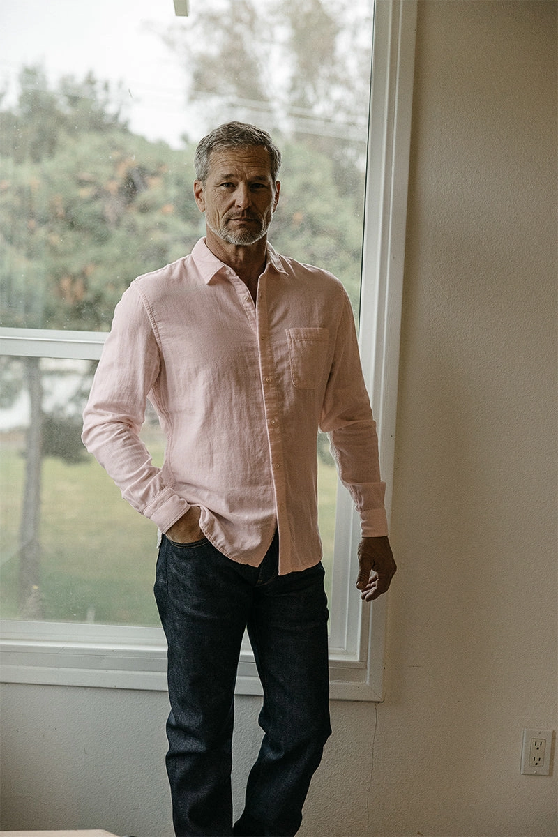 The Ripper Double Gauze Organic Cotton Shirt - Fresh Pink Tropical theme Brushed Inner Lining