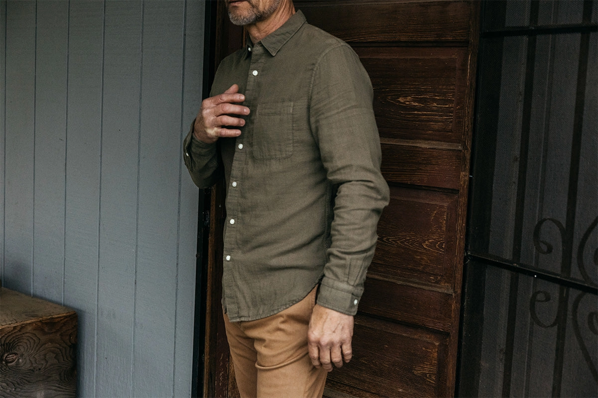 The Ripper Double Gauze Organic Cotton Shirt - Military Green Active Lifestyle Mountain Escape