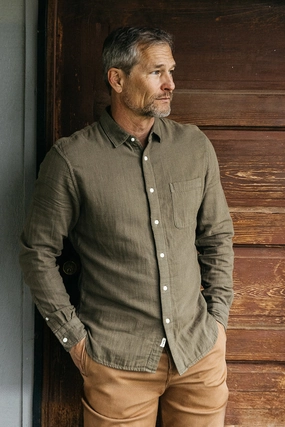Flatlock stitching The Ripper Double Gauze Organic Cotton Shirt - Military Green
