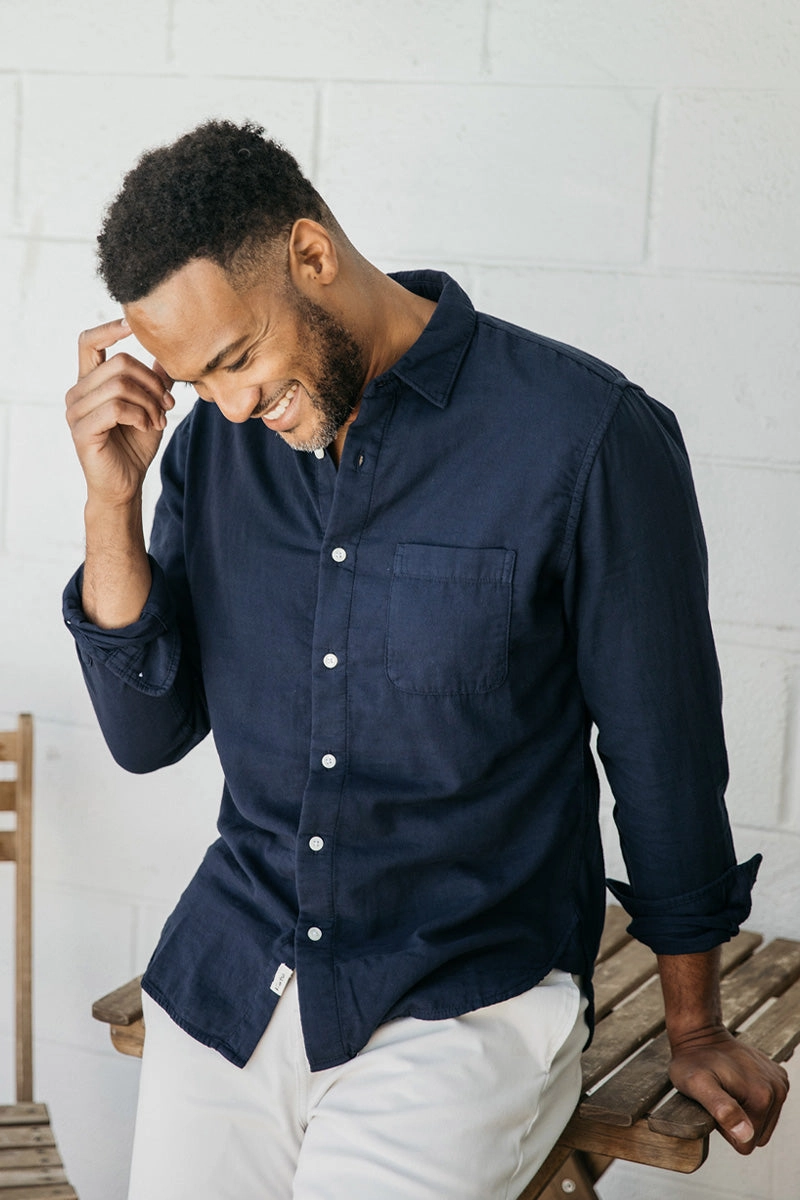 Breathable Lining The Ripper Double Gauze Organic Cotton Shirt - Navy