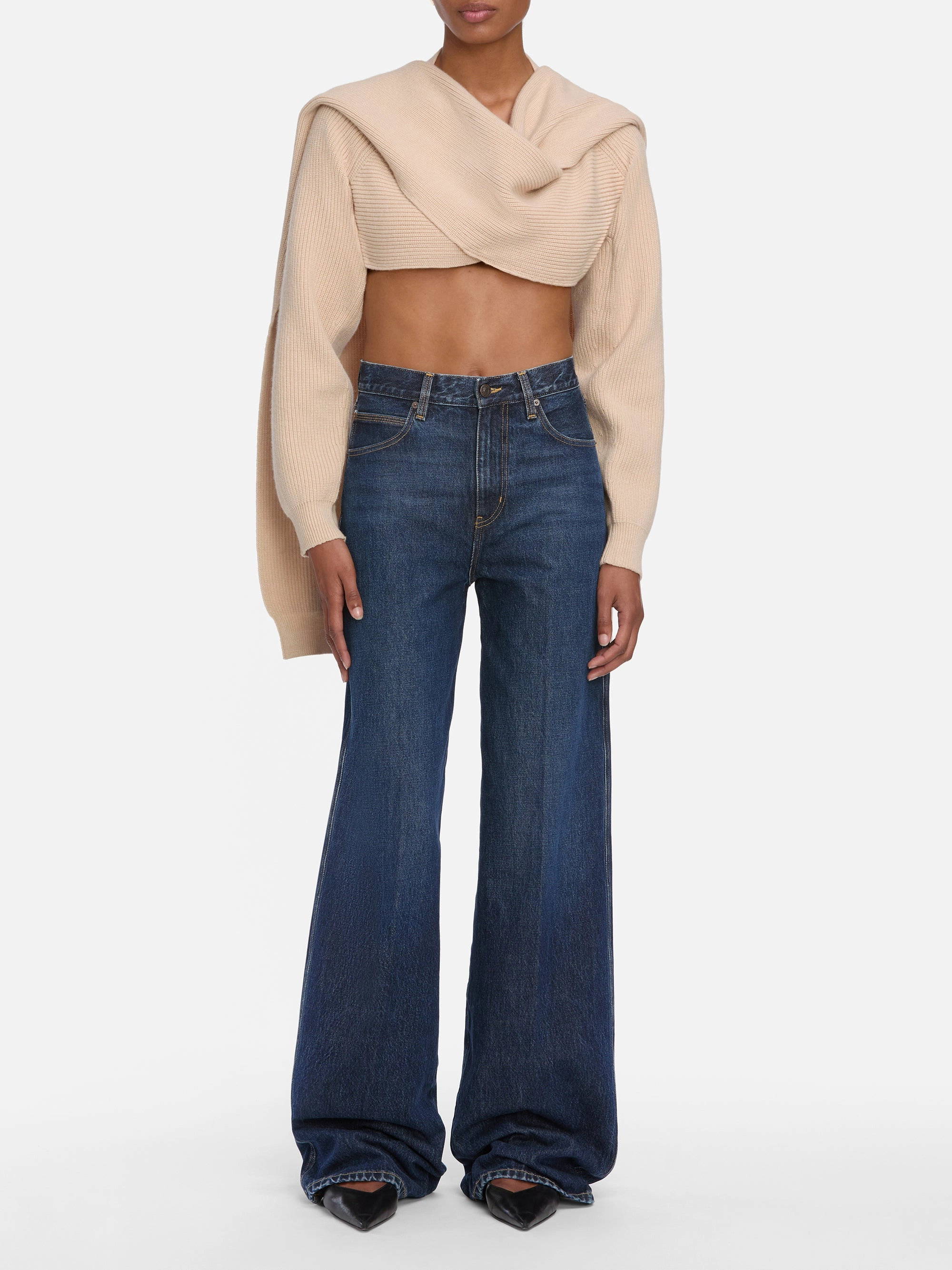 The Scarf Sweater -- Pink Sand Soft and Stylish Cozy Knit Piece