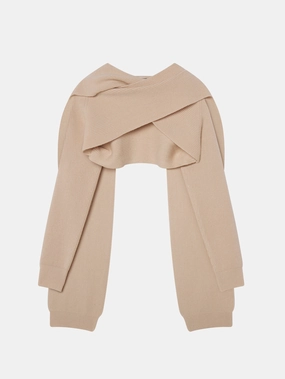 The Scarf Sweater -- Pink Sand Comfy Knit Outfit