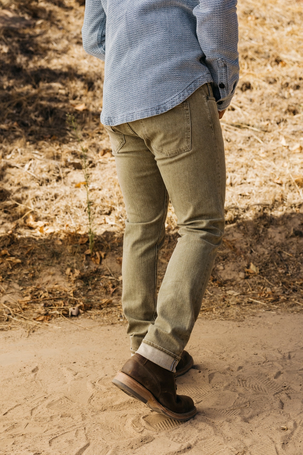 Go-To Garment Artist Vibe Travel Outfit The Scissors Slim Tapered - Sage 10.5oz Selvedge