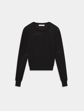 Casual Knit Style The Sheer Stripe Sweater -- Black
