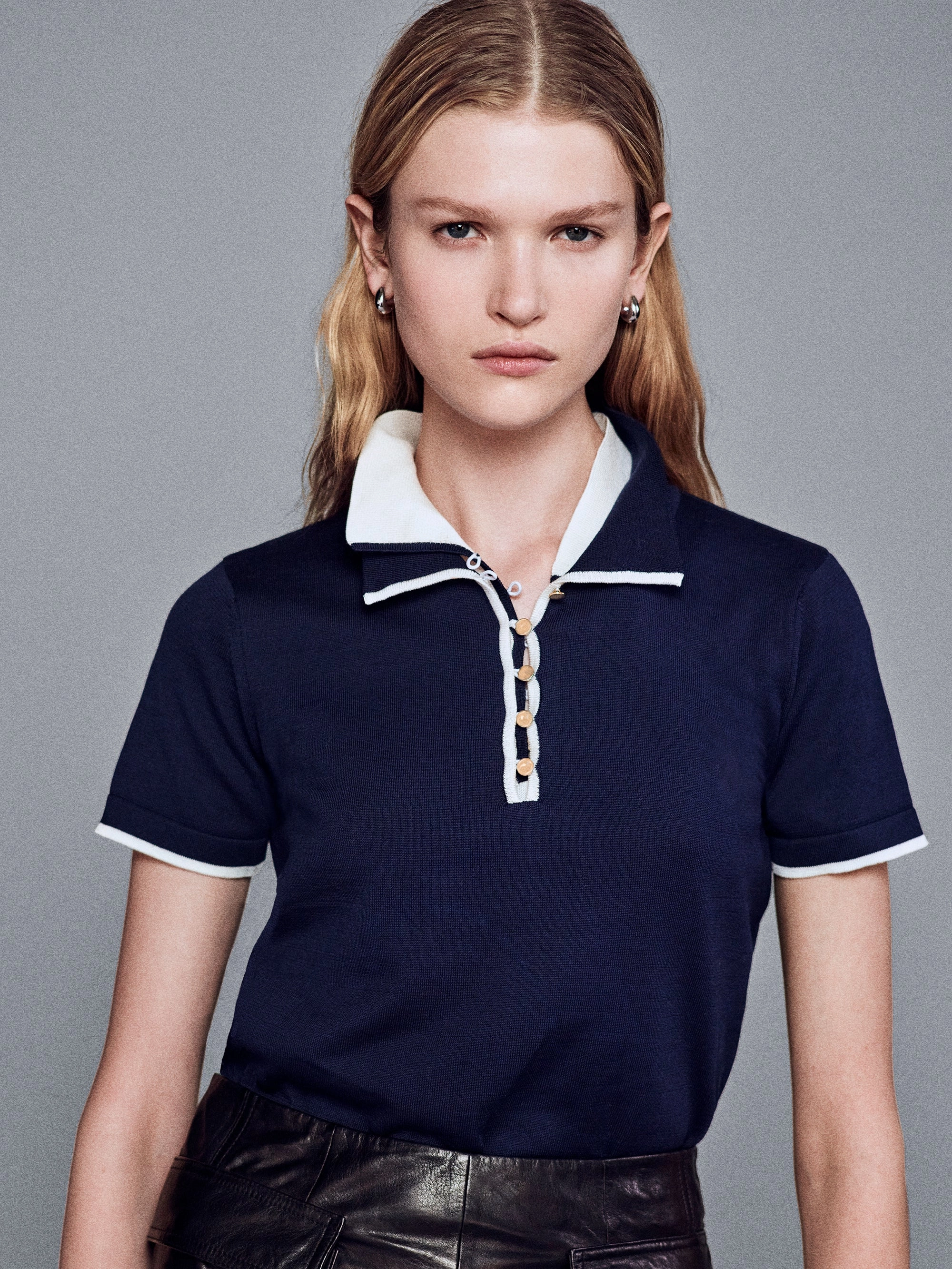 The Sport Polo -- Navy Multi Wrinkle Resistant Knit