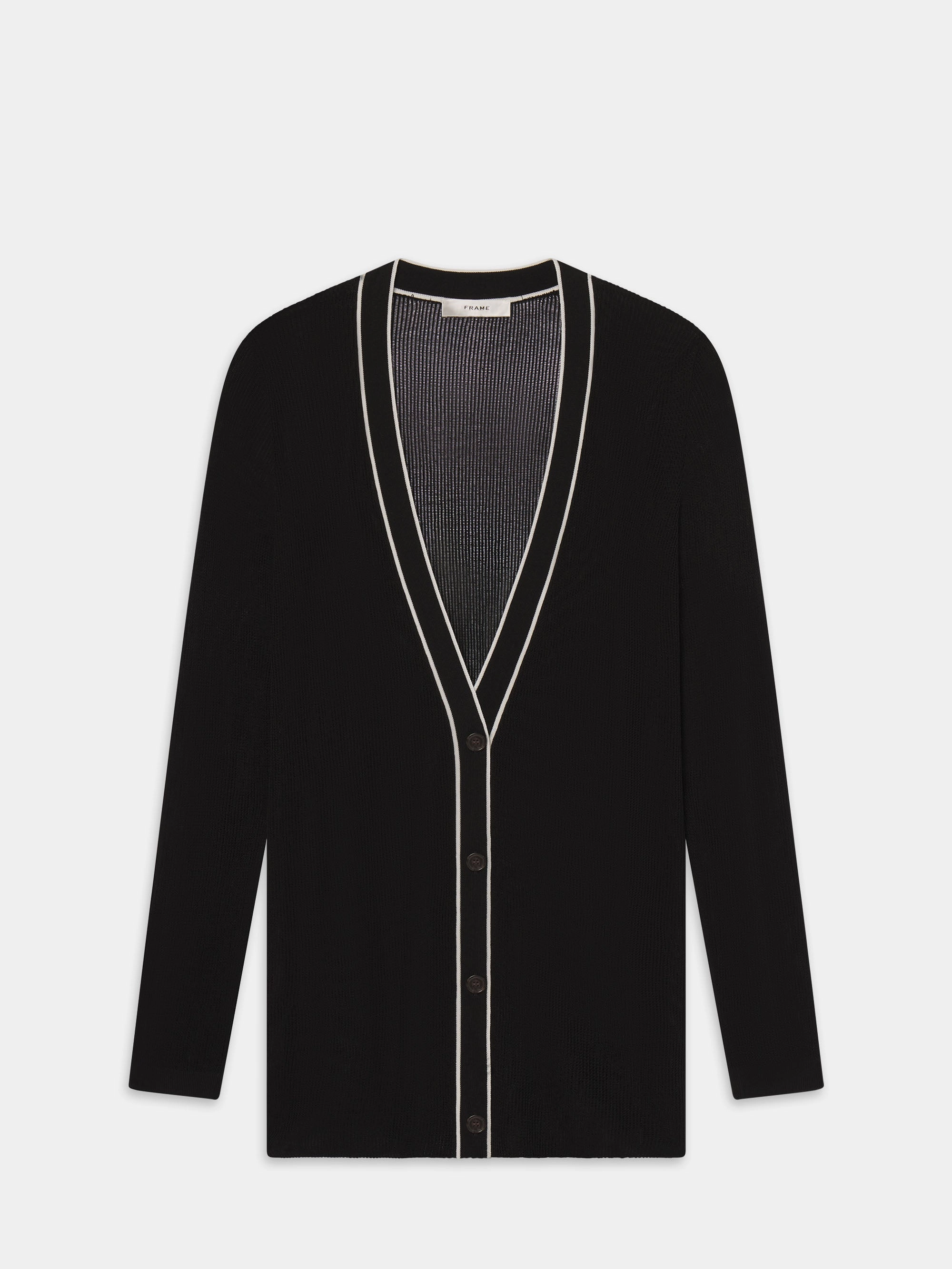The Varsity Cardigan -- Black Multi Drop Shoulder