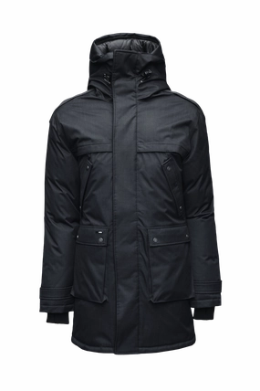 Compact Fit Look Notch Lapel Yatesy Furless Men's Long Parka