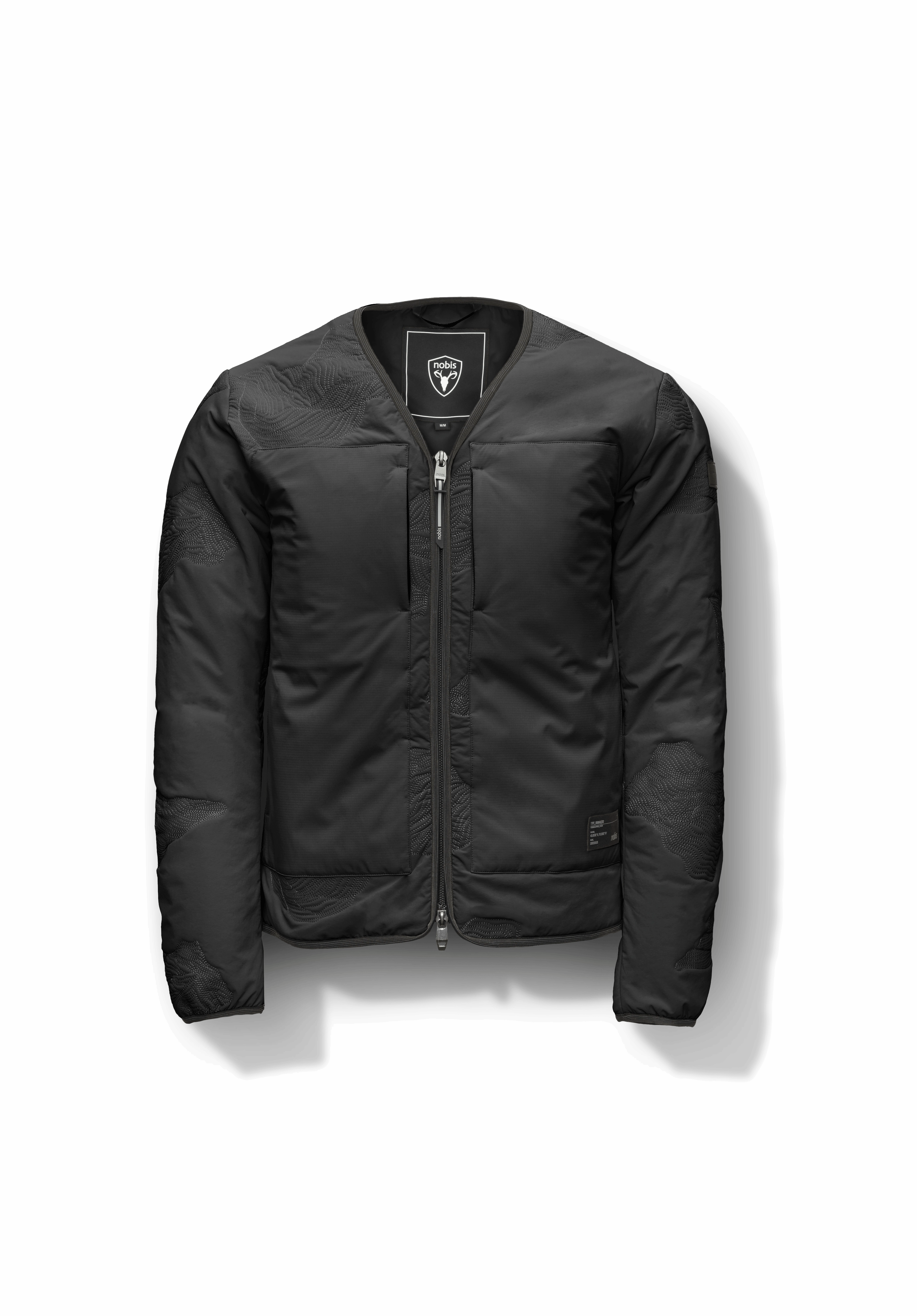 Light Reflective Zippers Anti Pilling Textile Gates Men's Performance Quilted V-Neck Jacket