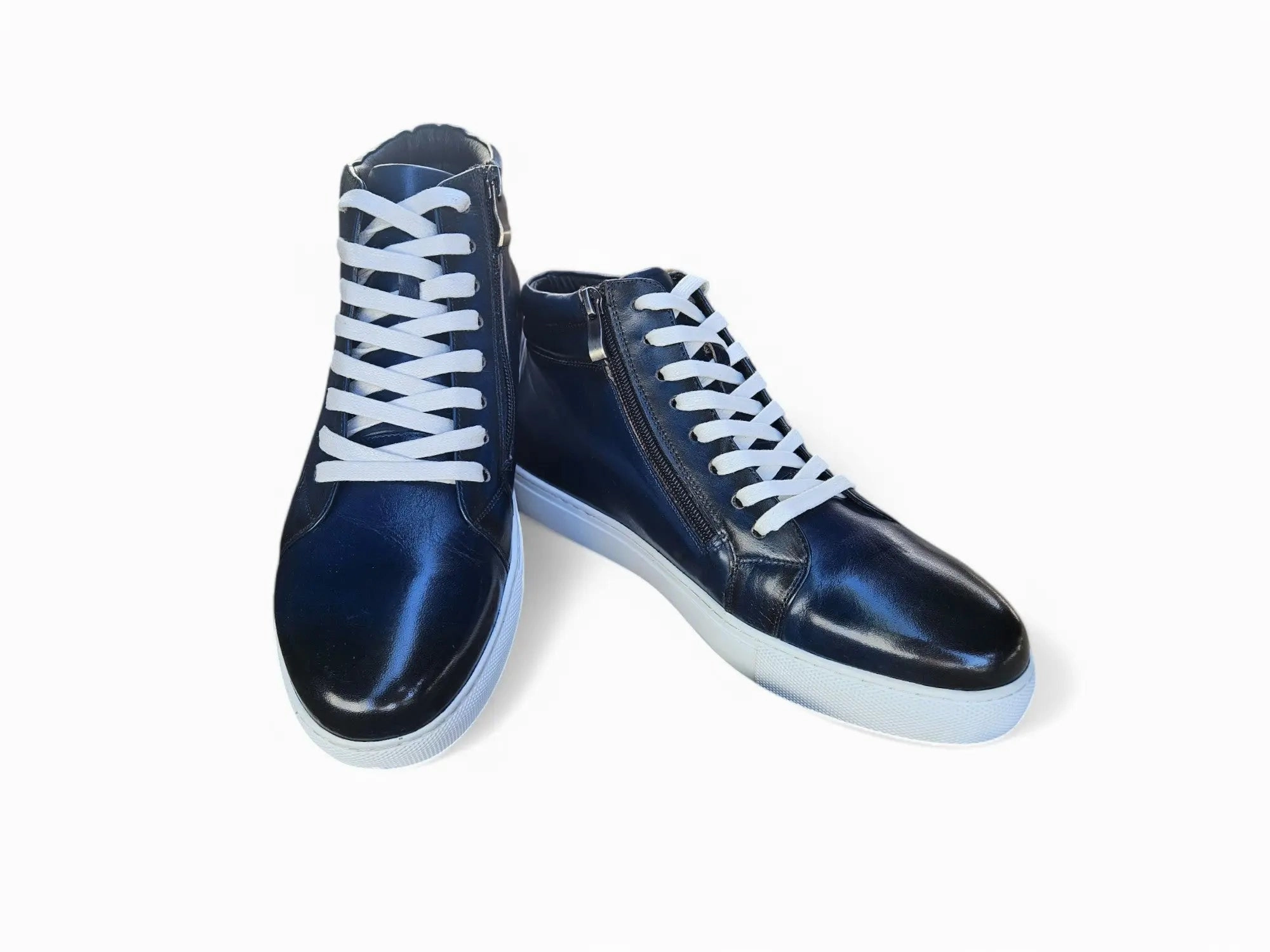 High Top Side Zipper Leather Sneaker Seamless Interior Padding Quick Outing