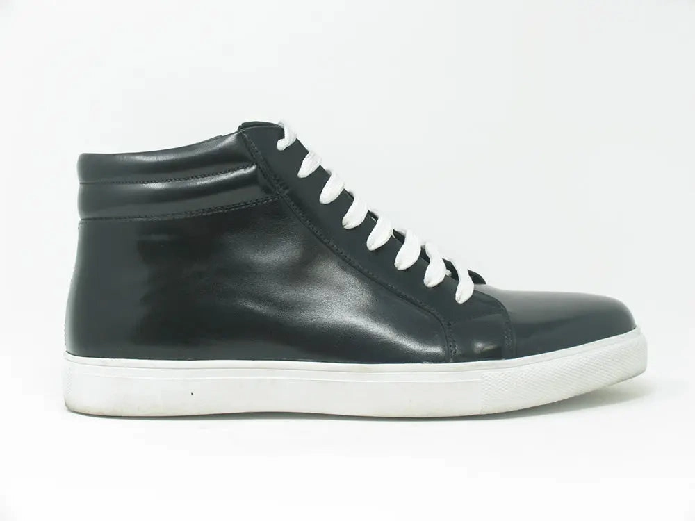 High Top Side Zipper Leather Sneaker Strong Stride
