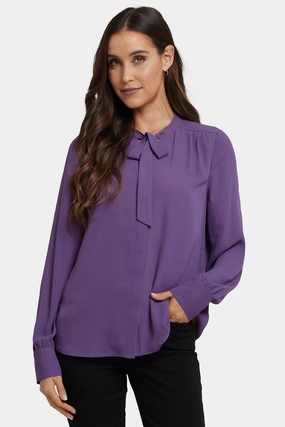 Tie-Neck Blouse - Grape Royale Runway Inspired