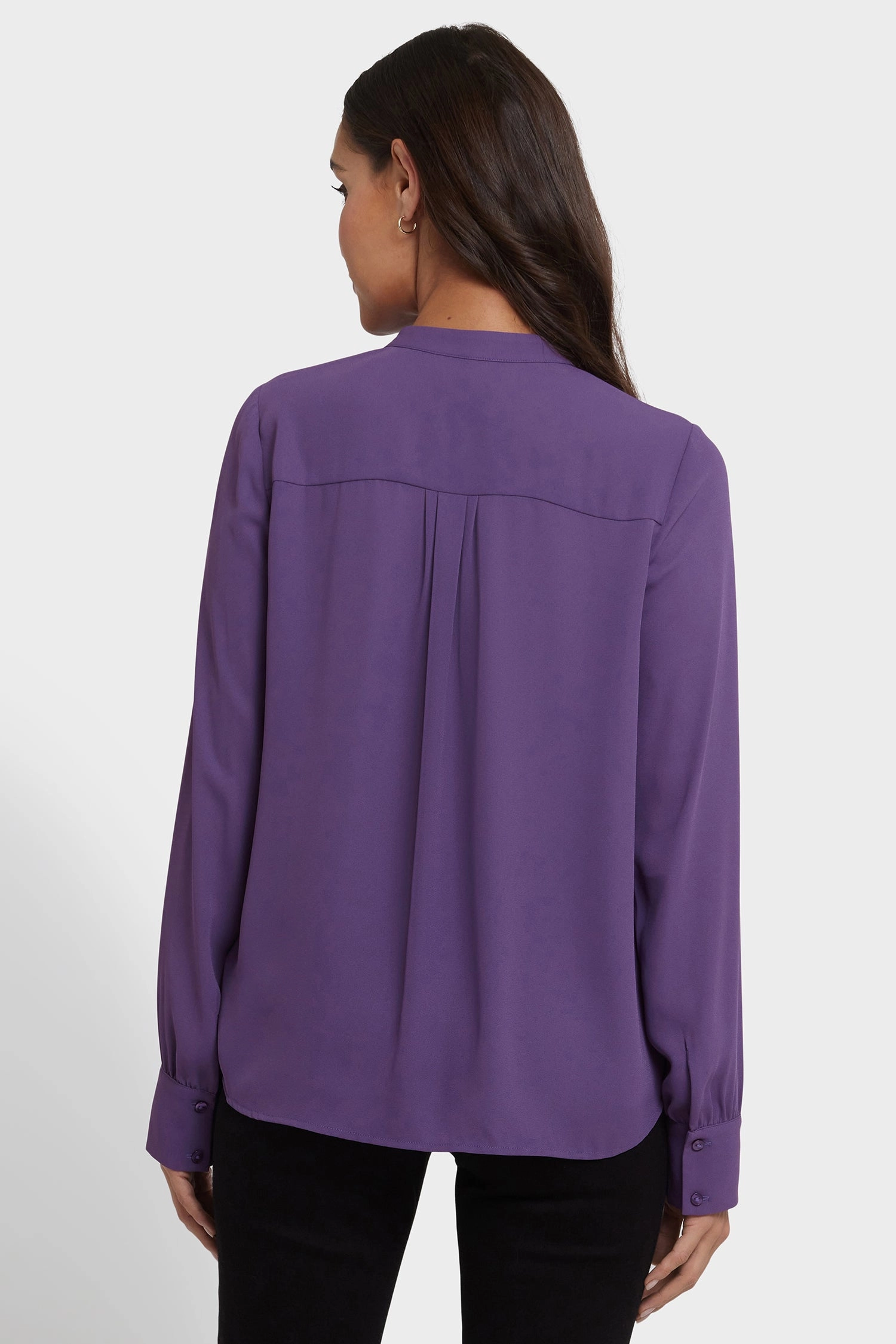 Tie-Neck Blouse - Grape Royale Versatile Layer Breathable Cotton