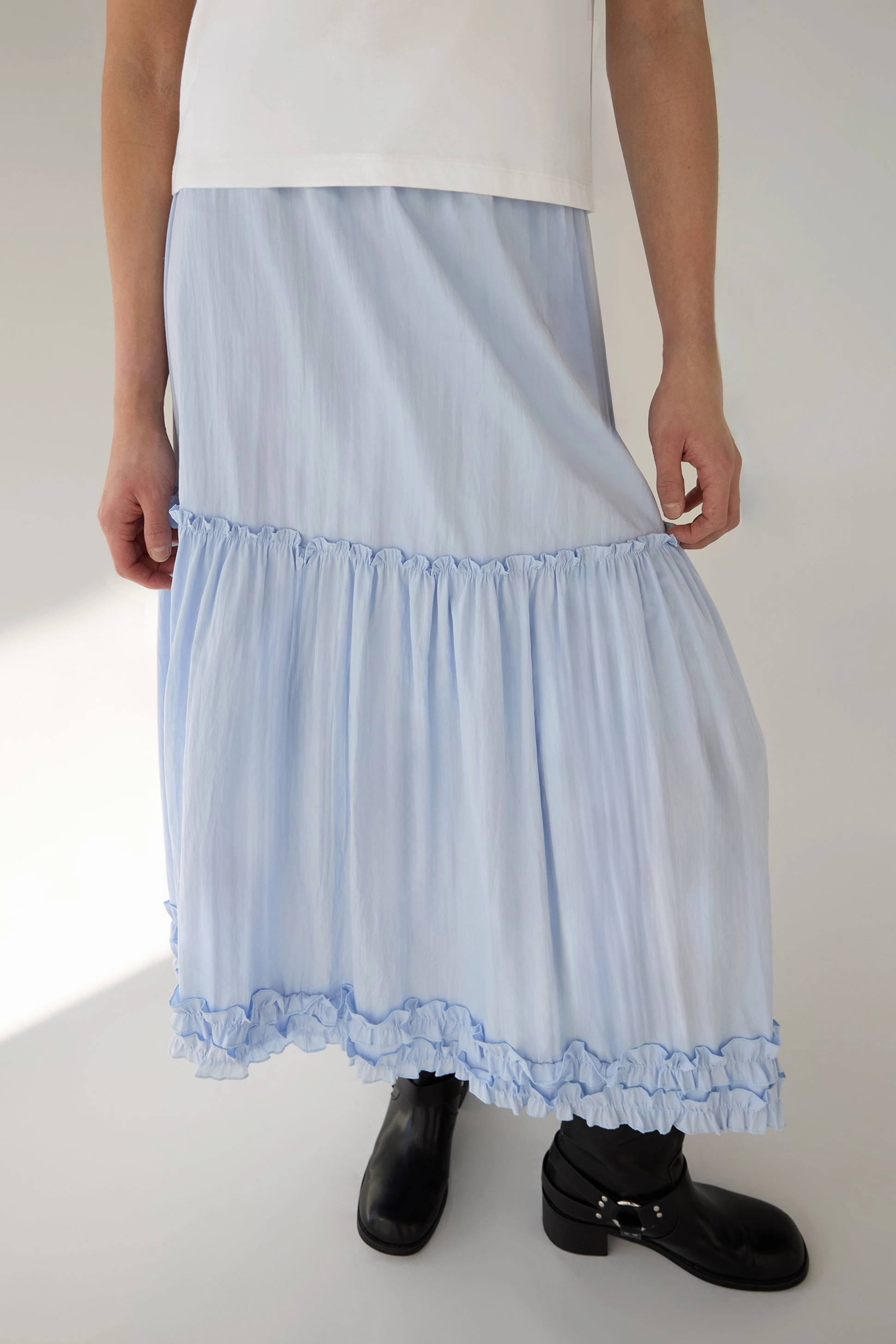 TIERED RUFFLE MAXI SKIRT Simple Fashion