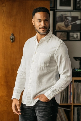 The Ripper Double Gauze Organic Cotton Shirt - White Moisture Management Tech Geometric Shape